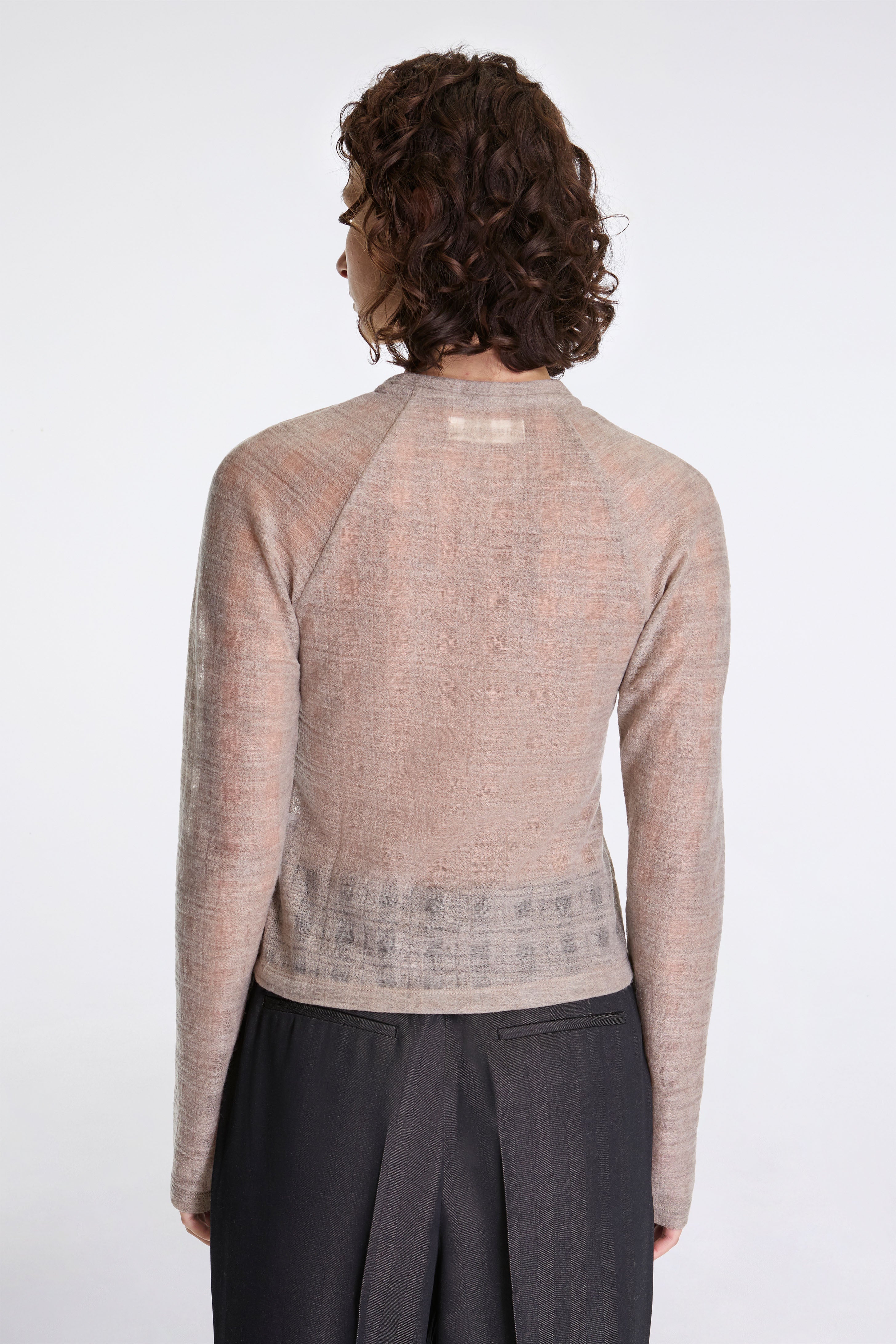 Raglan Ls Tee Beige Gauze Check