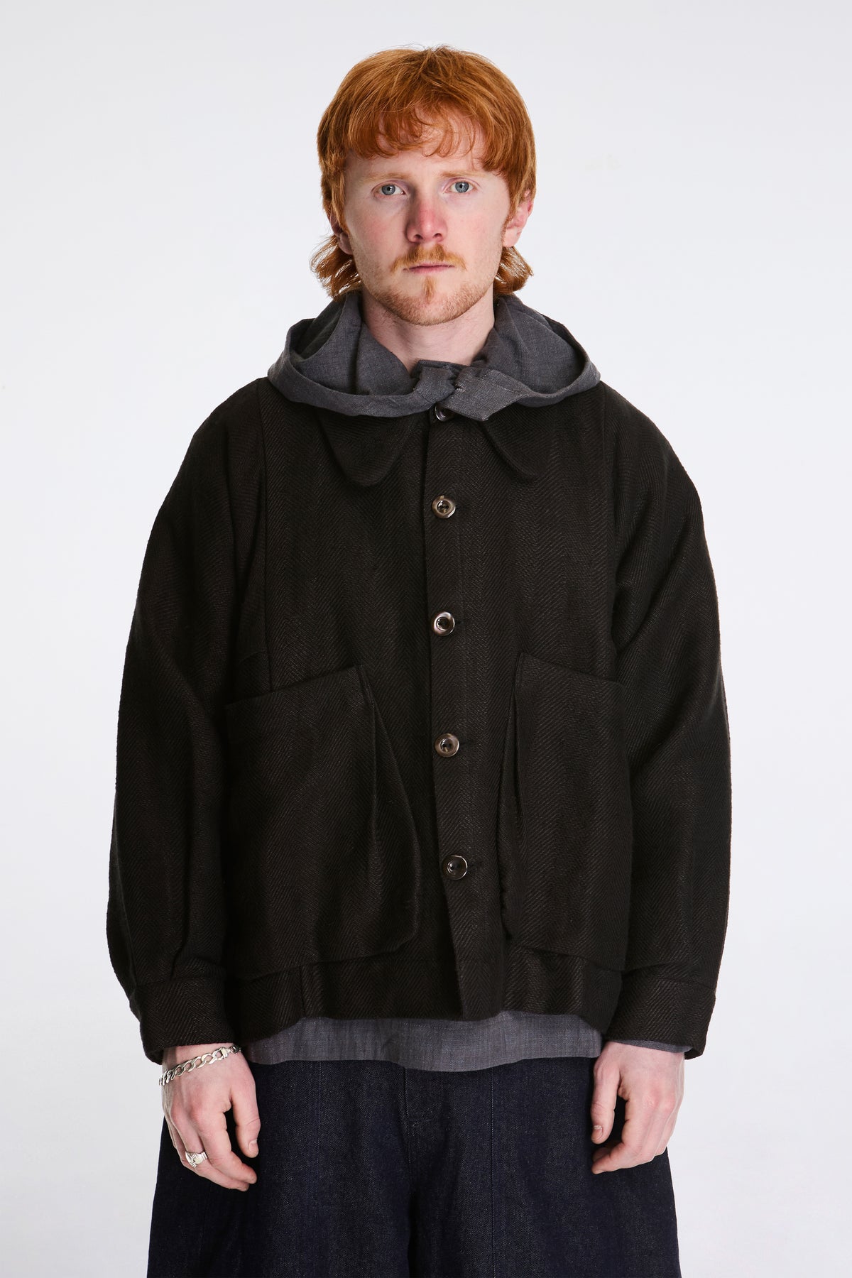 Gathering Farmer Jacket Handwoven Organic Cotton Black