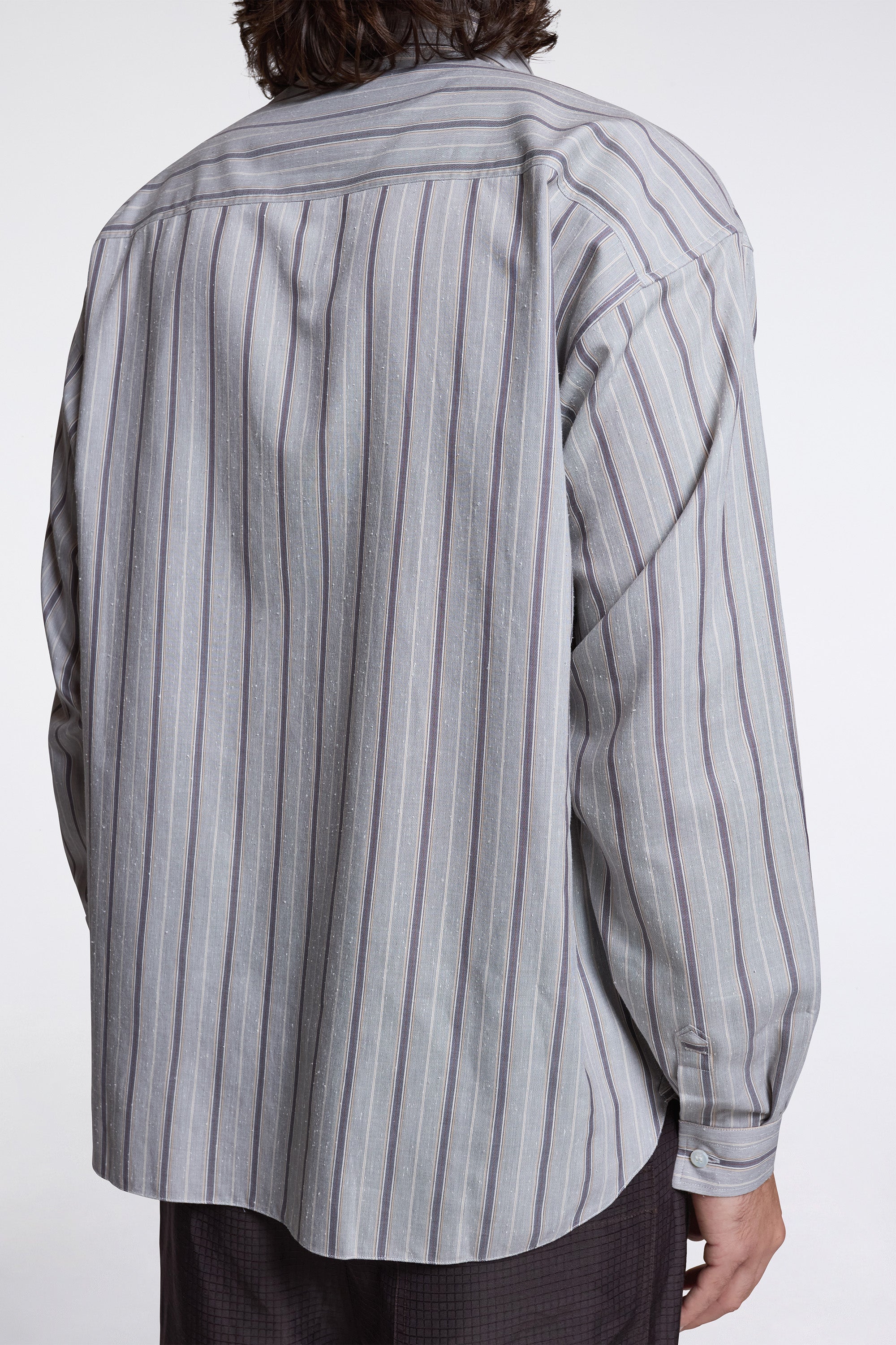 Field Stripy Cotton Silk Shirt Khaki/Ivory