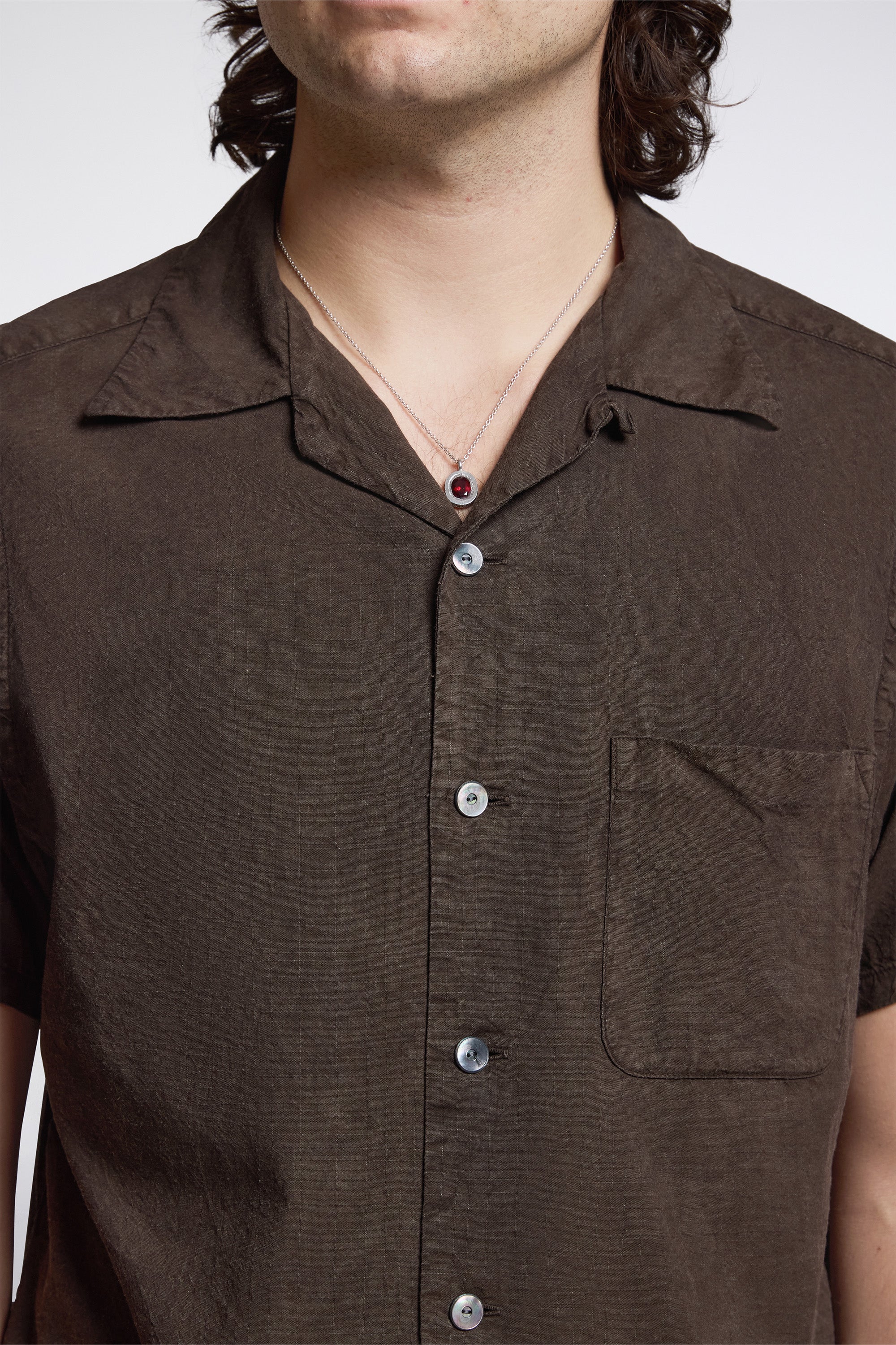 Lot.113 Open Collar Shirt Mud Dyed