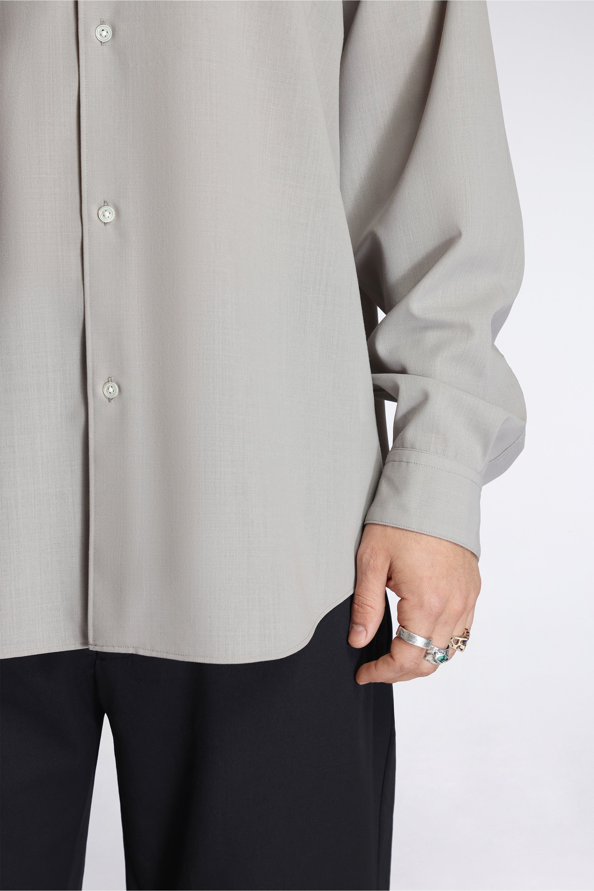 High Twisted Wool Relax Shirt Arid Beige