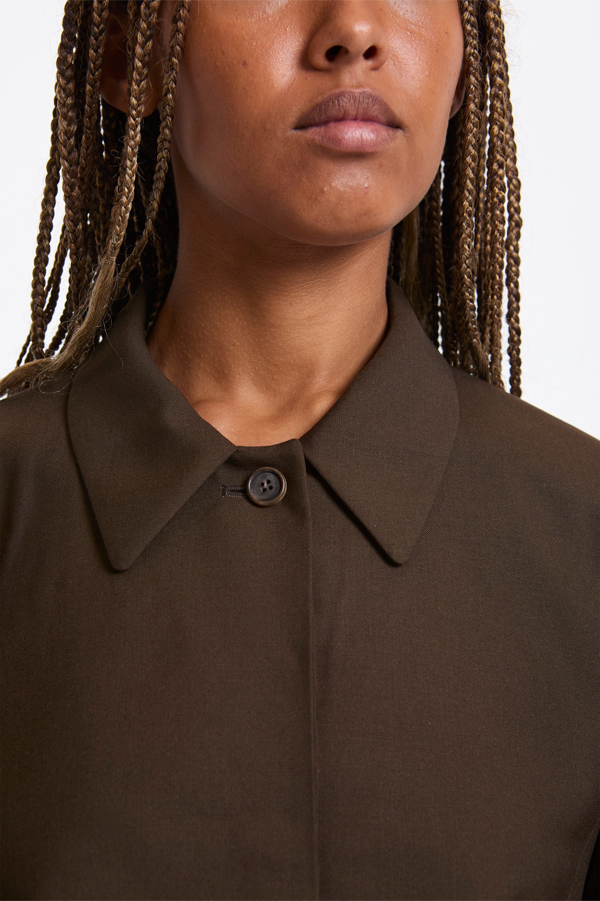 Wool Short Jacket Khaki Brown