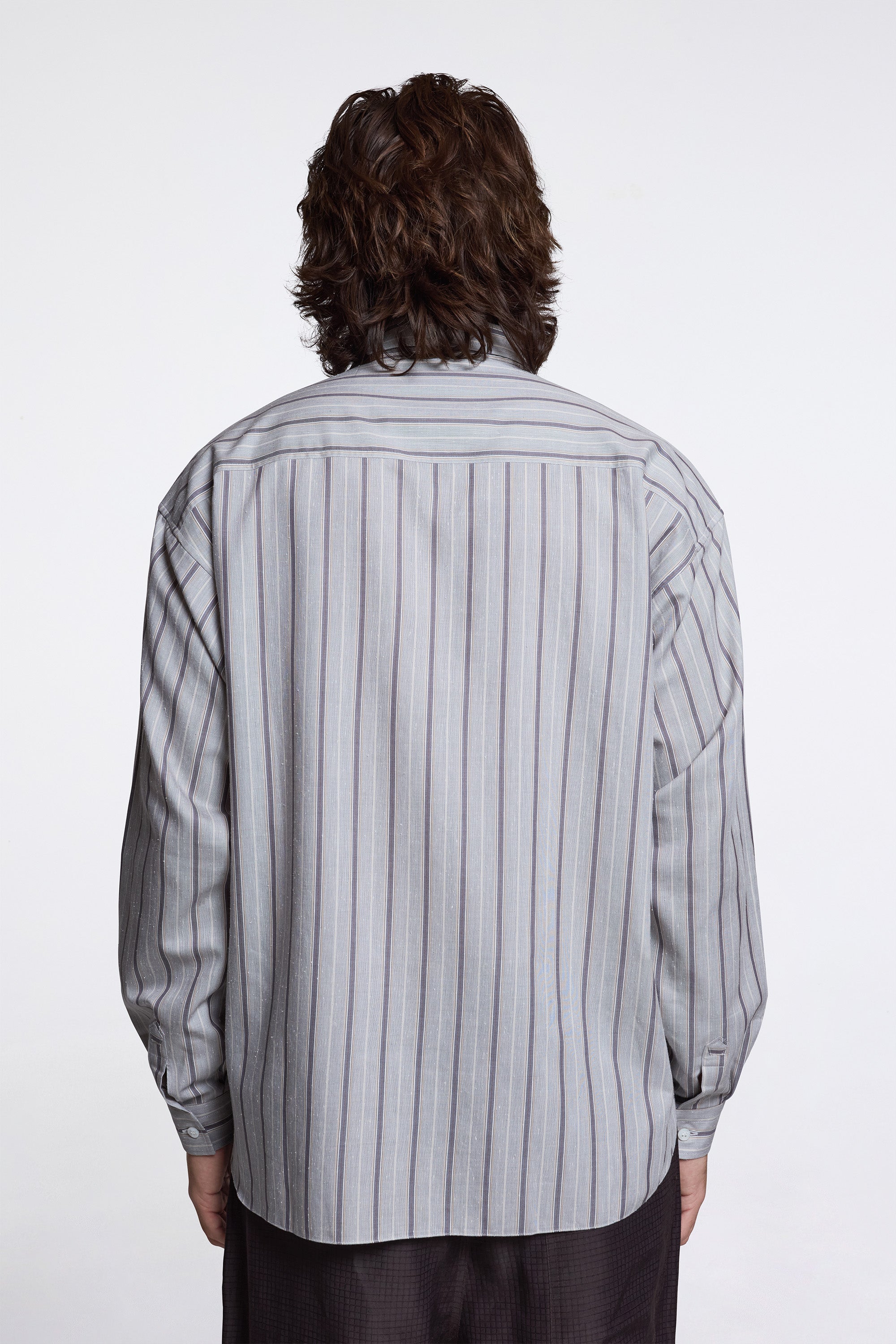 Field Stripy Cotton Silk Shirt Khaki/Ivory