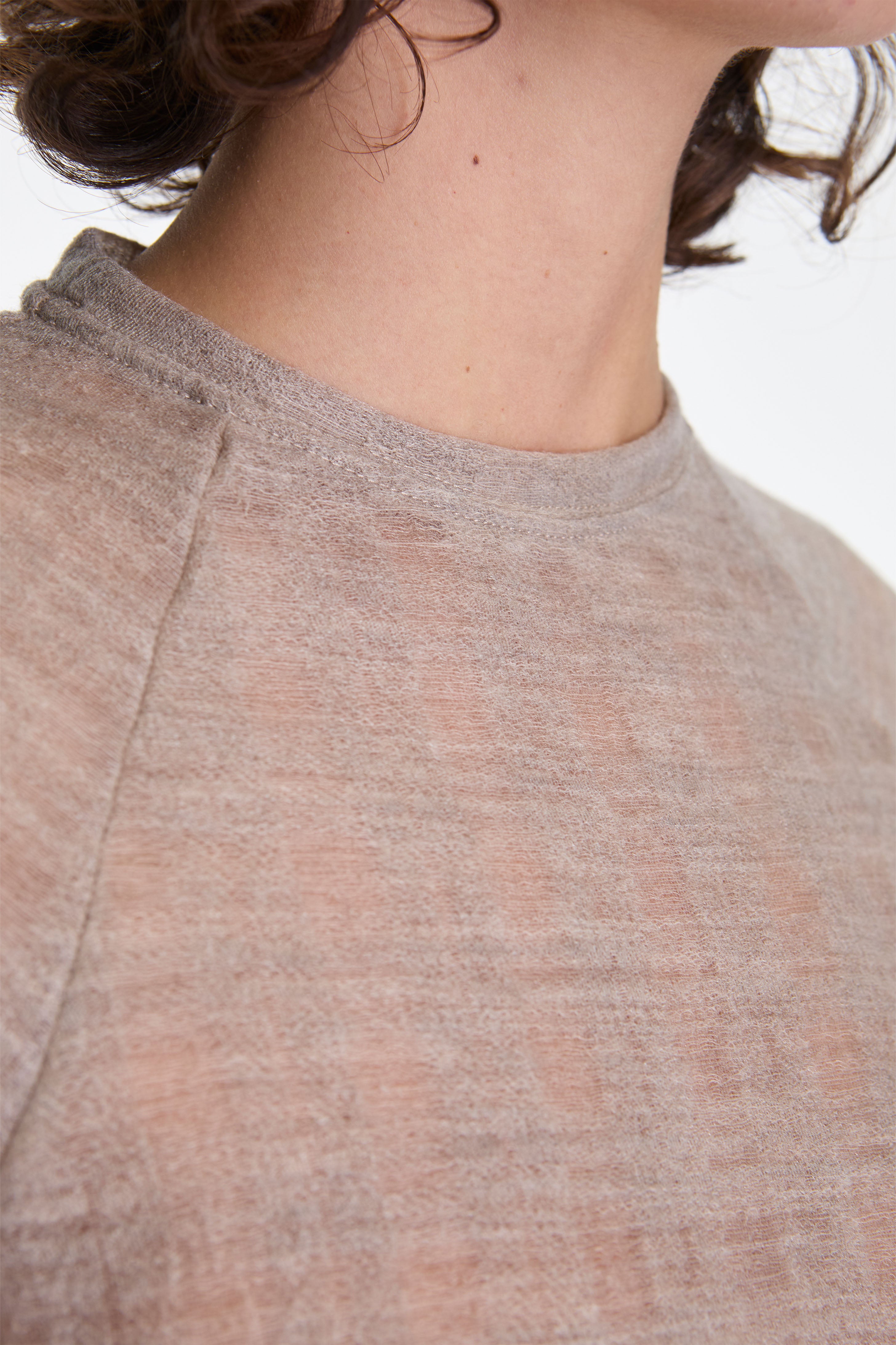Raglan Ls Tee Beige Gauze Check