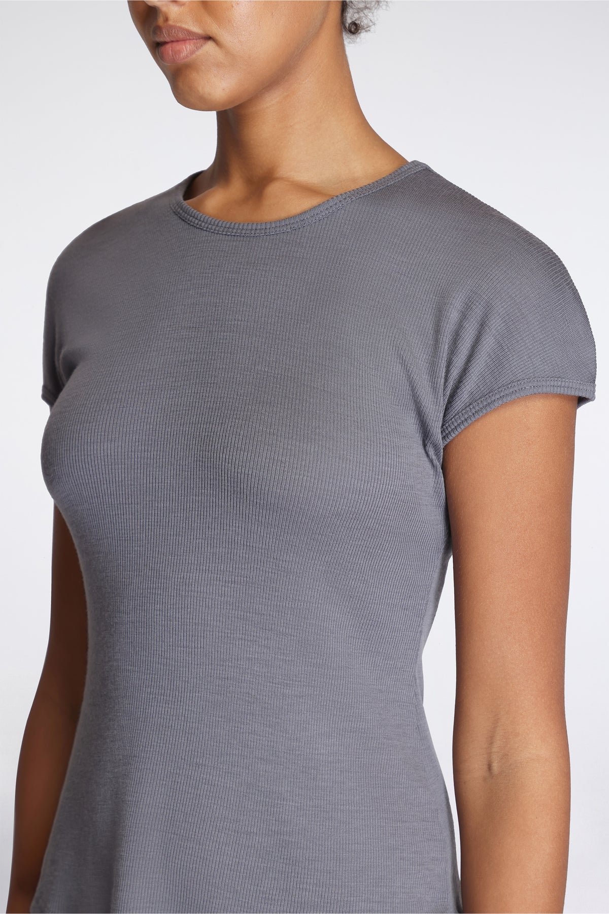 Drop Shoulder Tank Lead Grey Rib