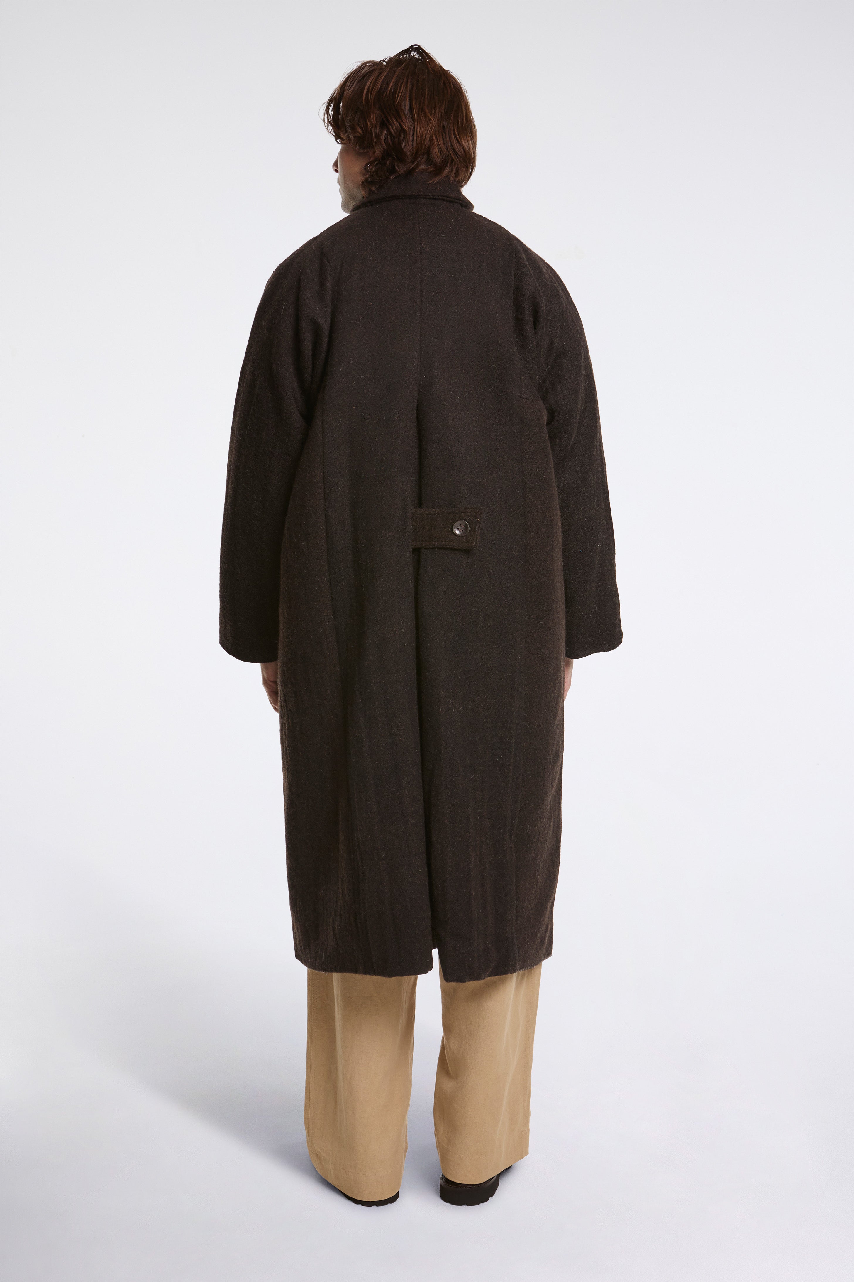 Gathering Farmer Coat Yak Wool Blend Black Brown