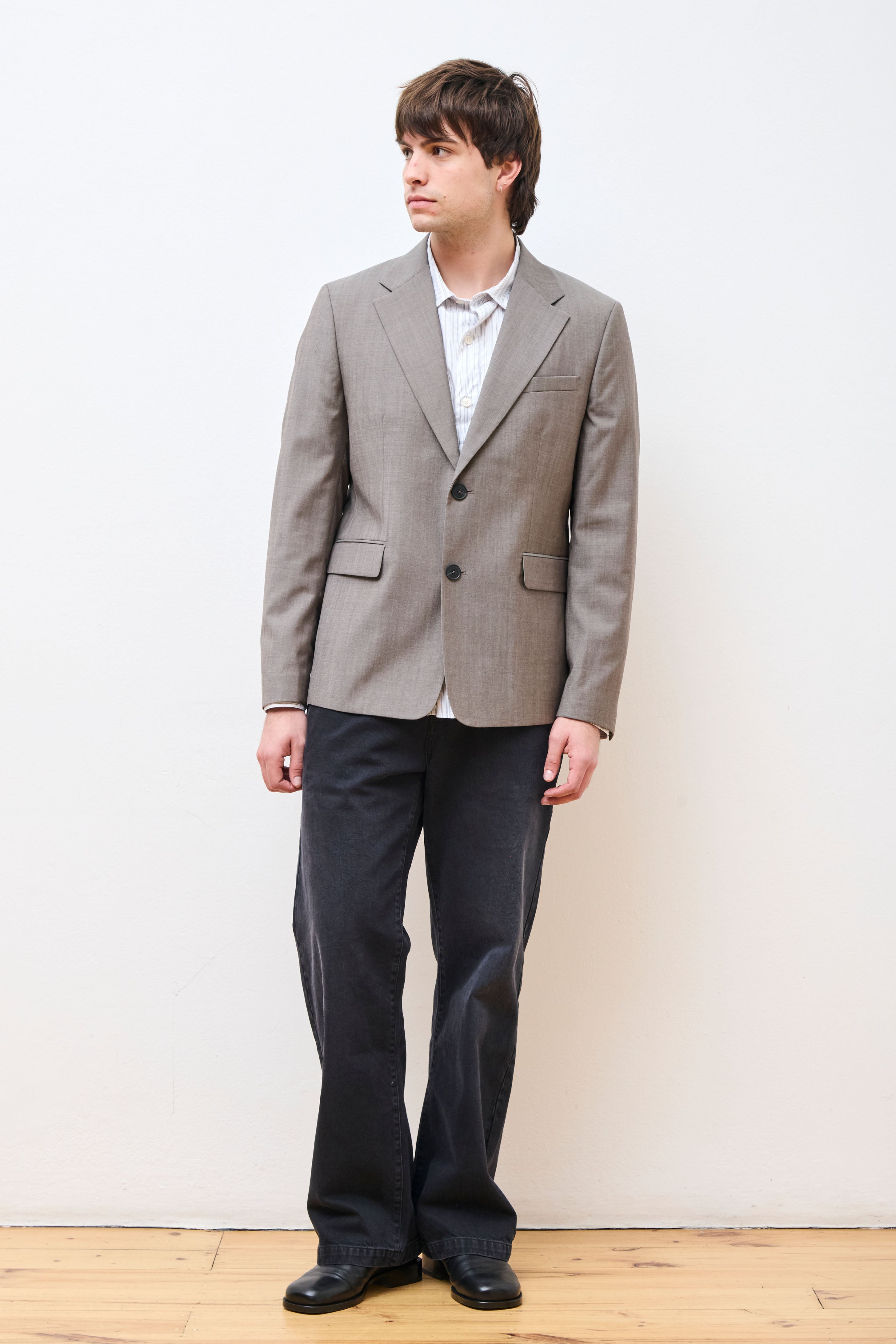 Single Breasted Blazer Taupe Wool
