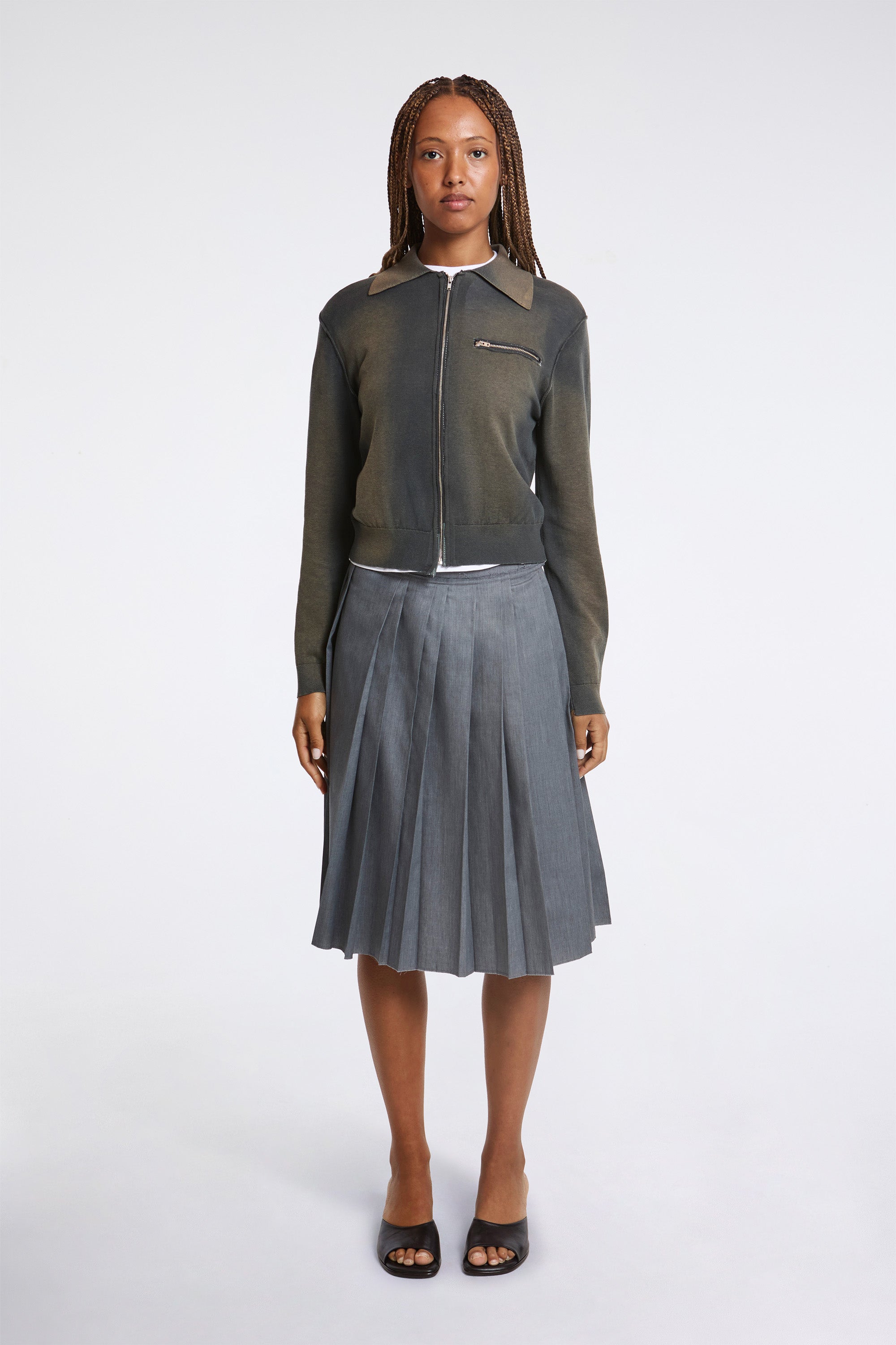Pleats Skirt Grey Melange