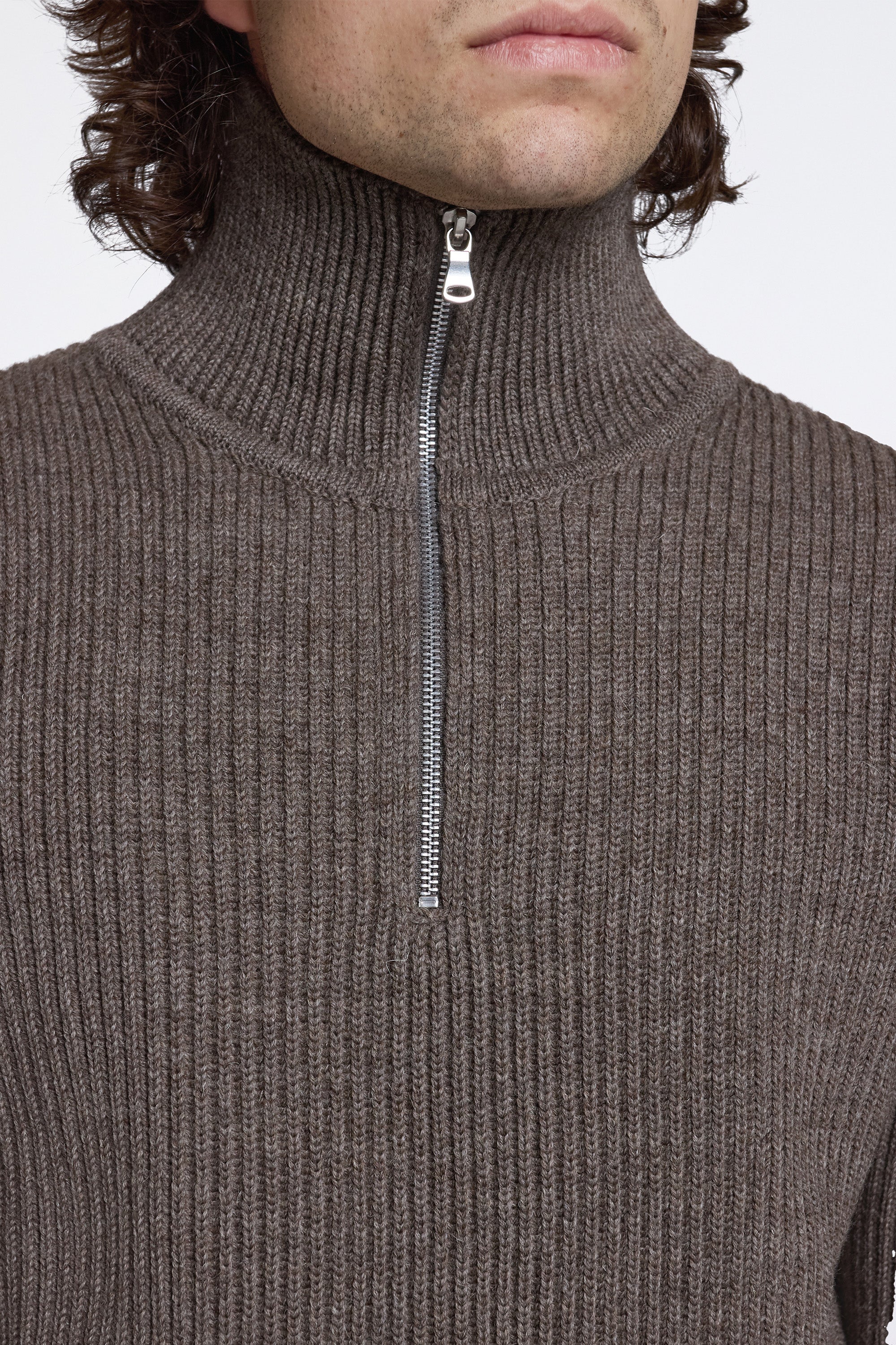 Navy Half-Zip Natural Taupe