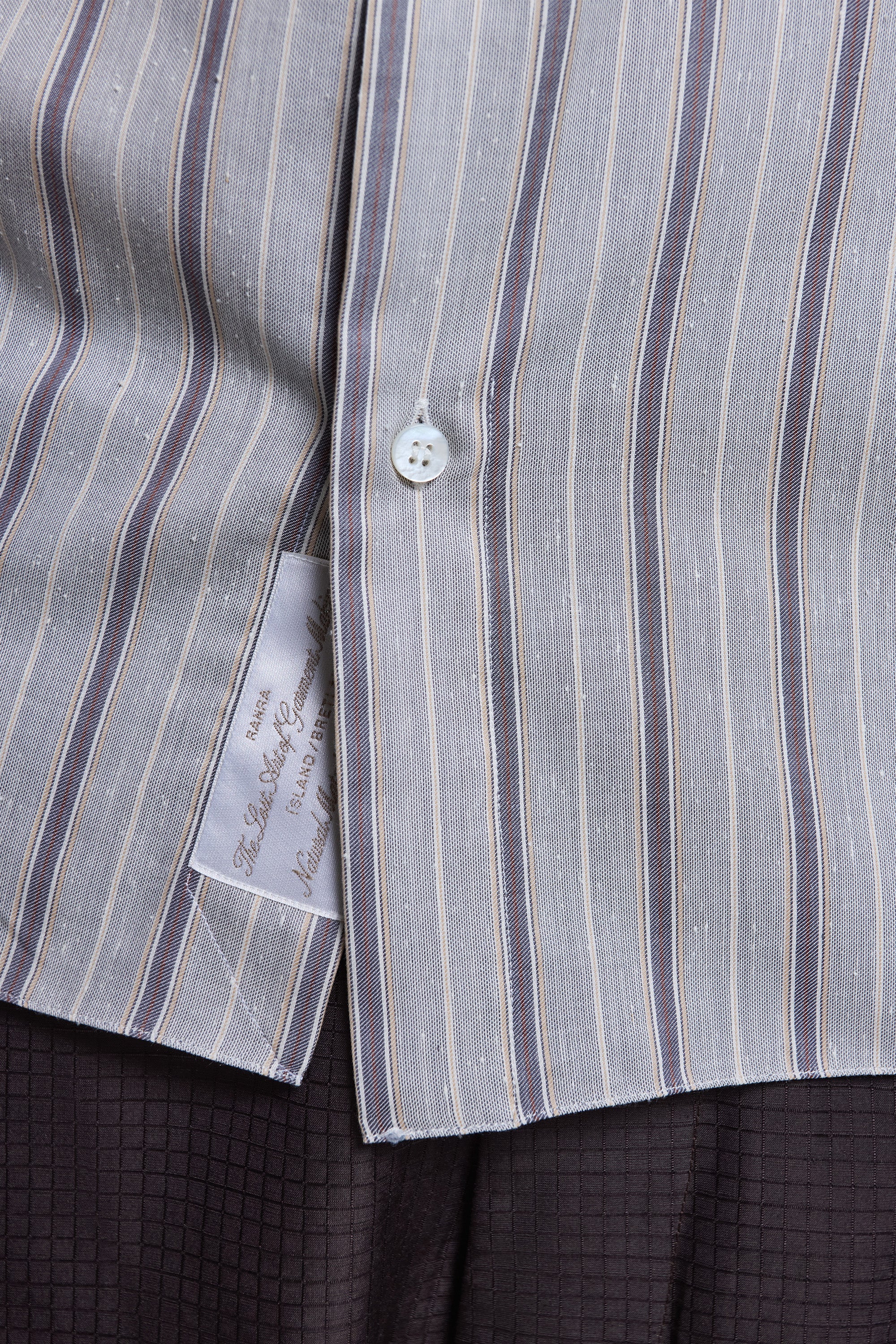Field Stripy Cotton Silk Shirt Khaki/Ivory