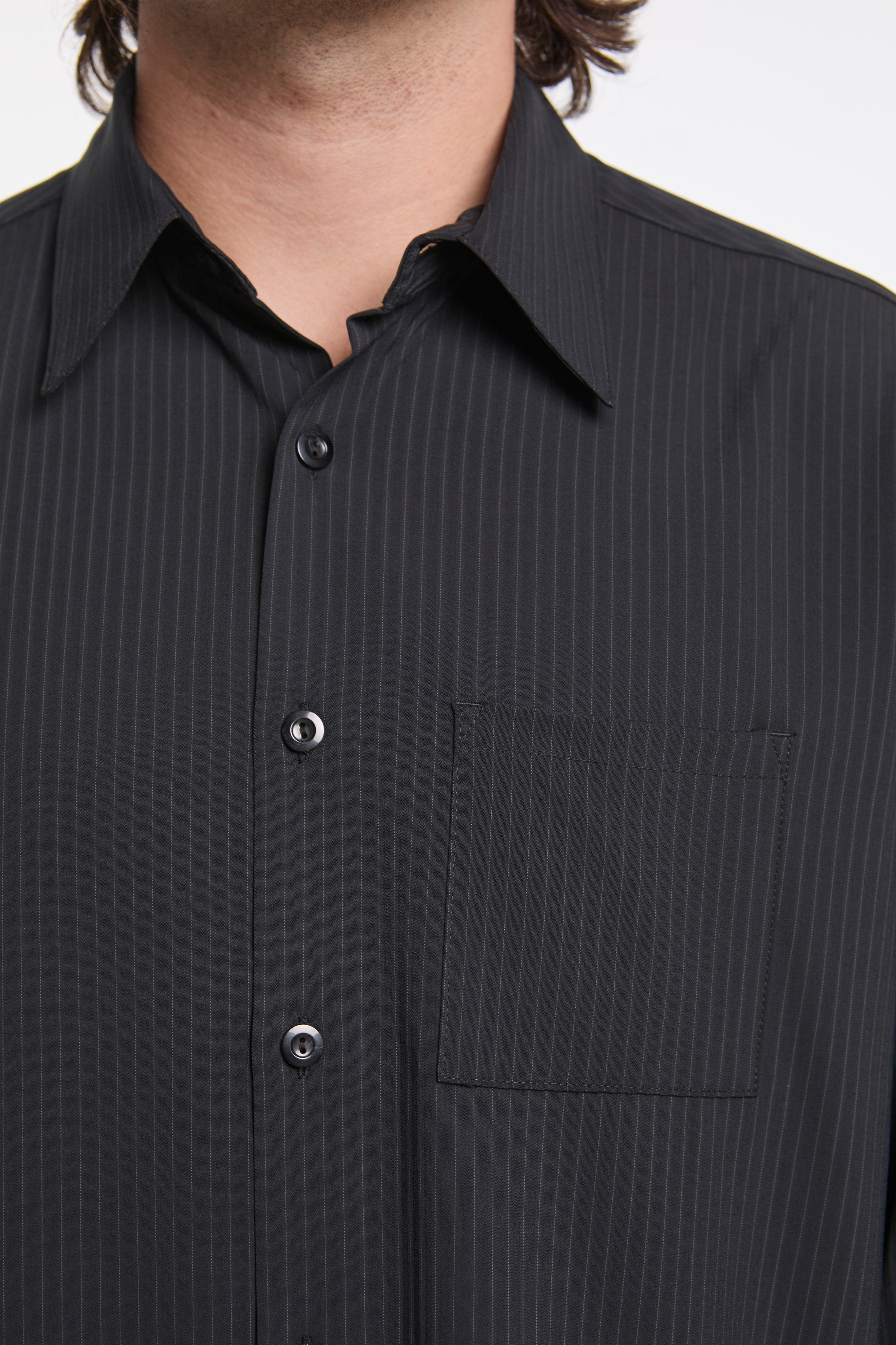 L/S Cropped Casual Shirt Navy