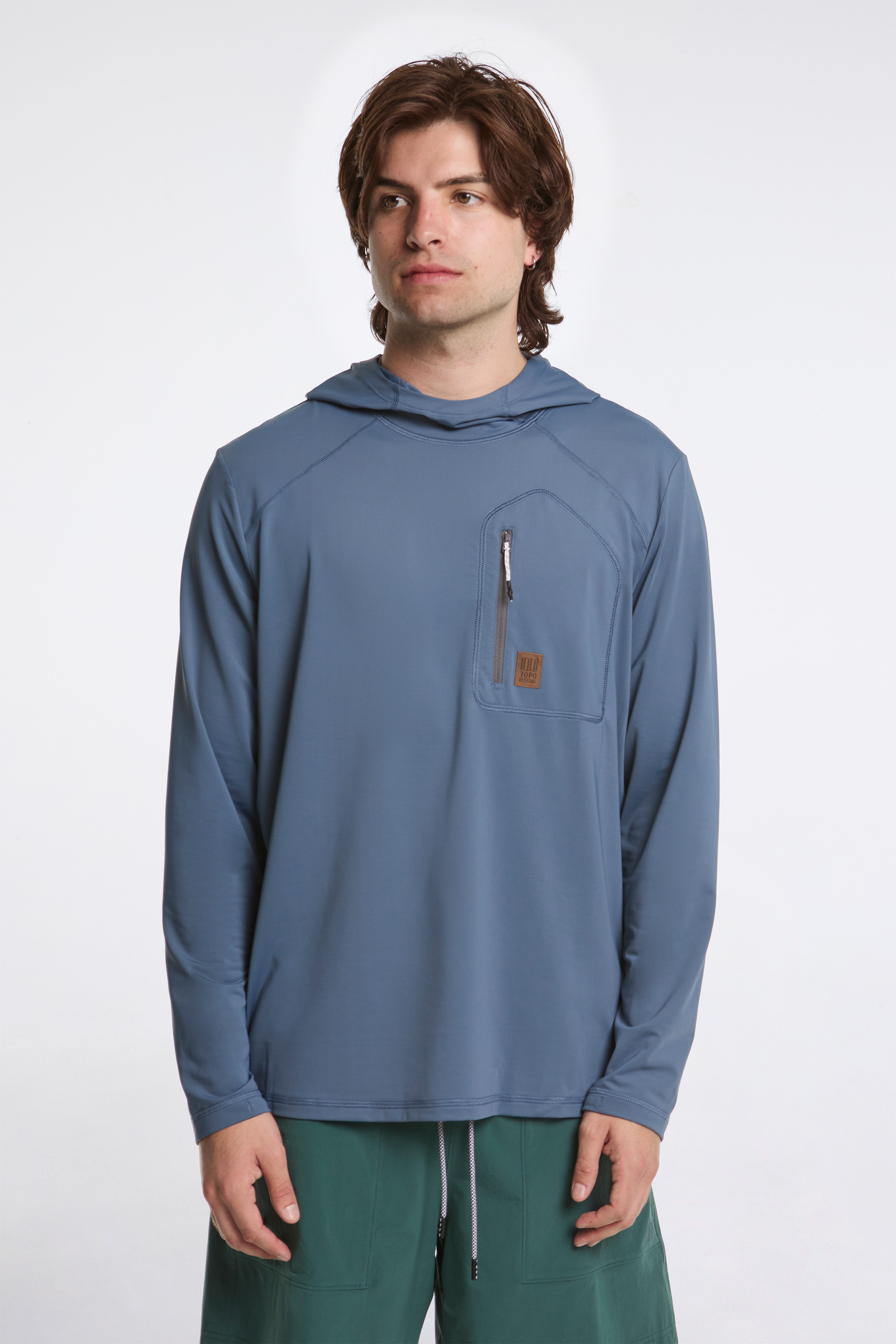 Sun Hoodie Mens Stone Blue