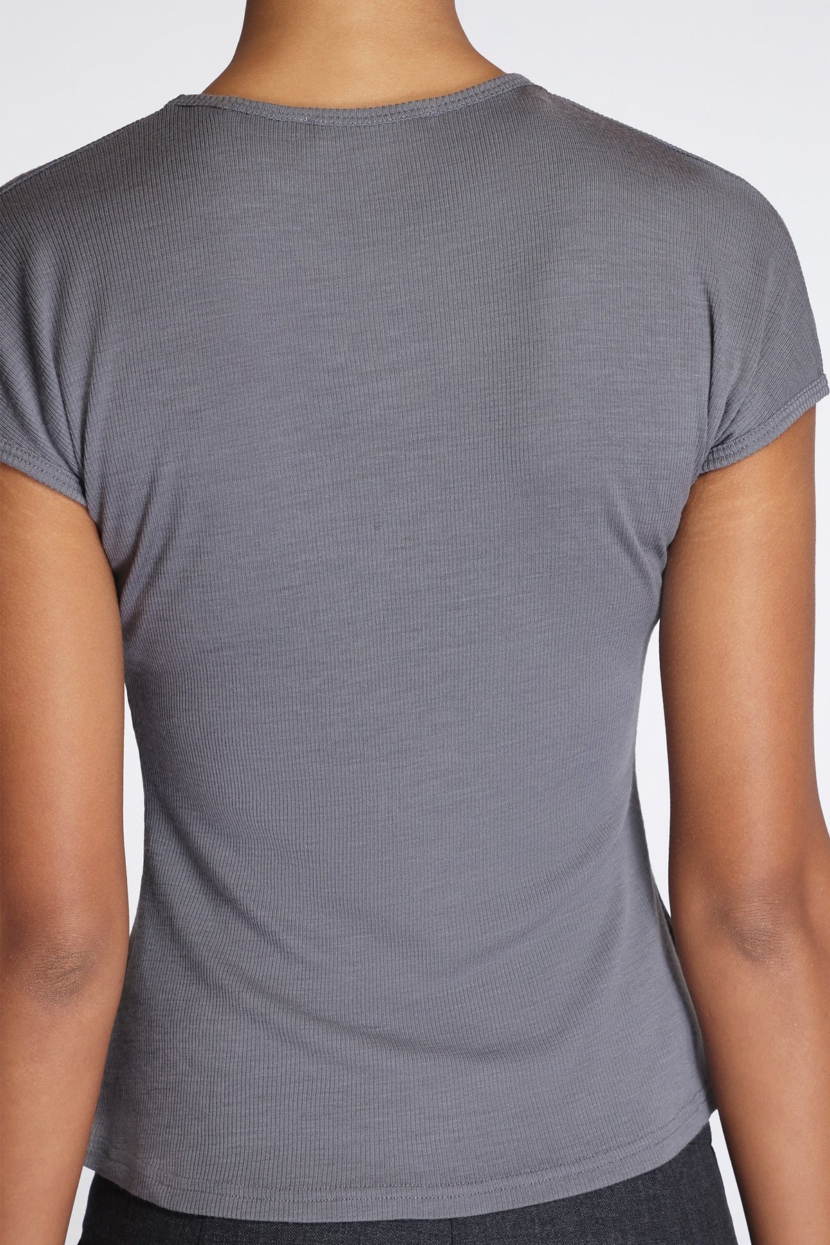 Drop Shoulder Tank Lead Grey Rib