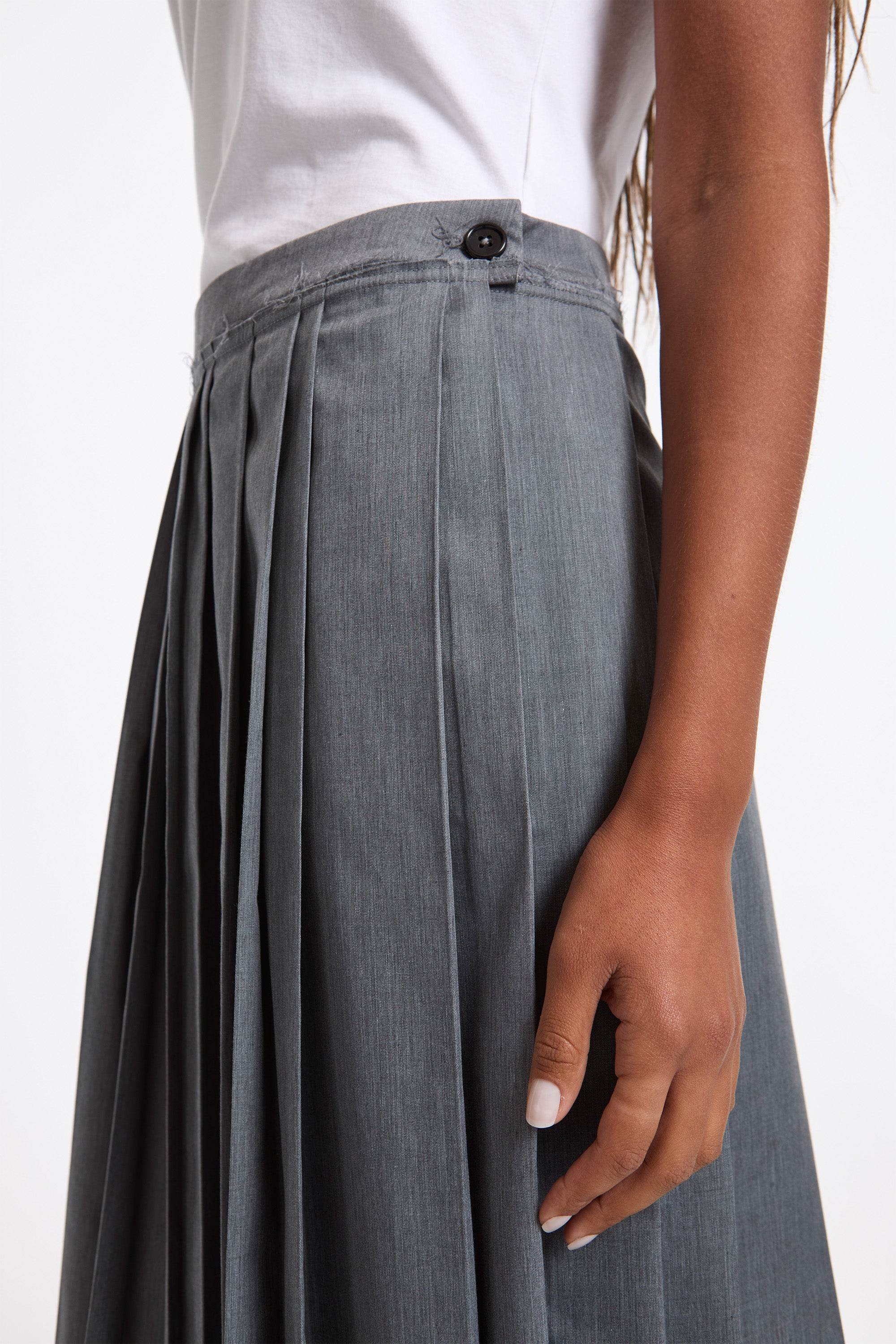 Pleats Skirt Grey Melange