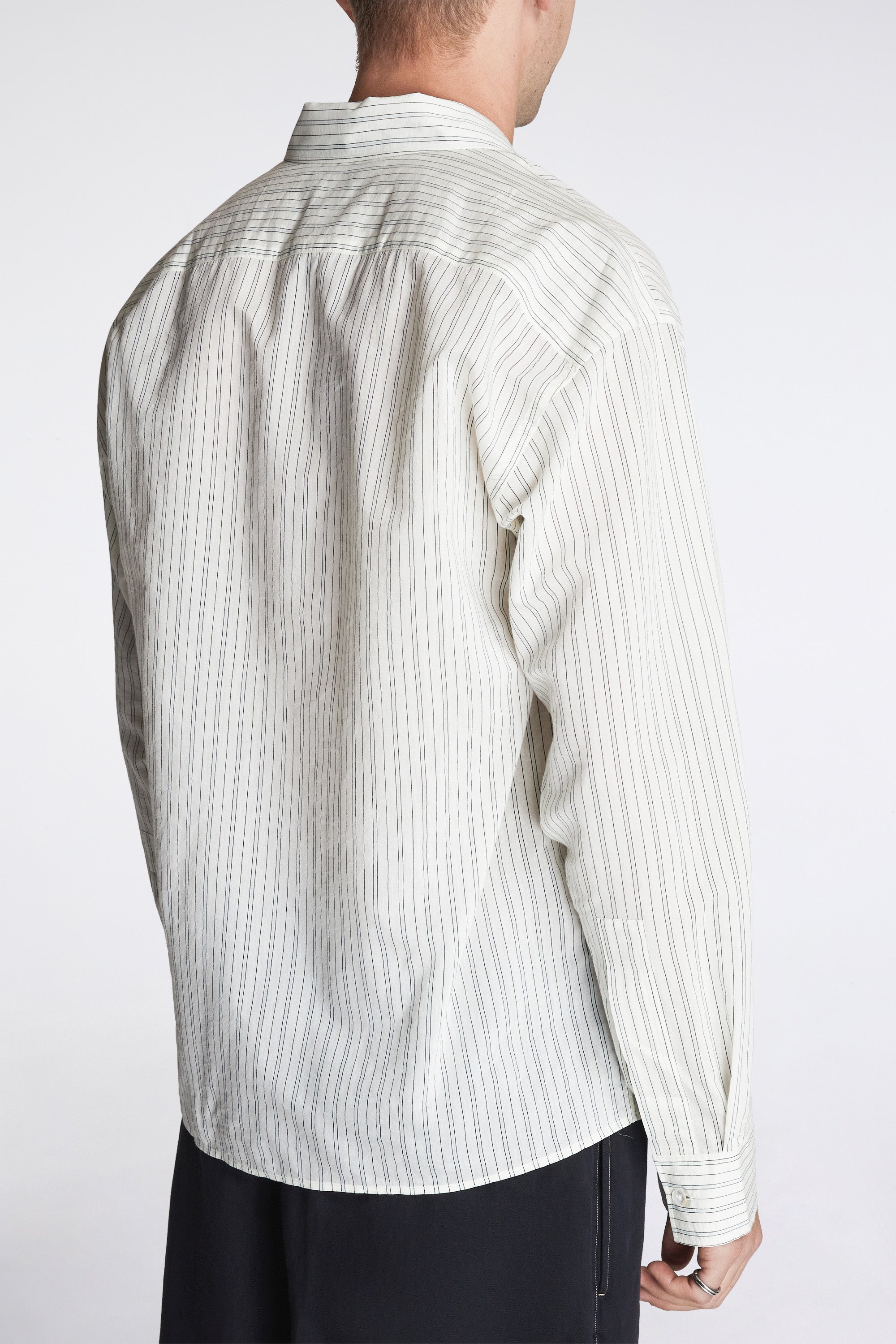 Hal Cotton Silk Stripe Shirt Parchment