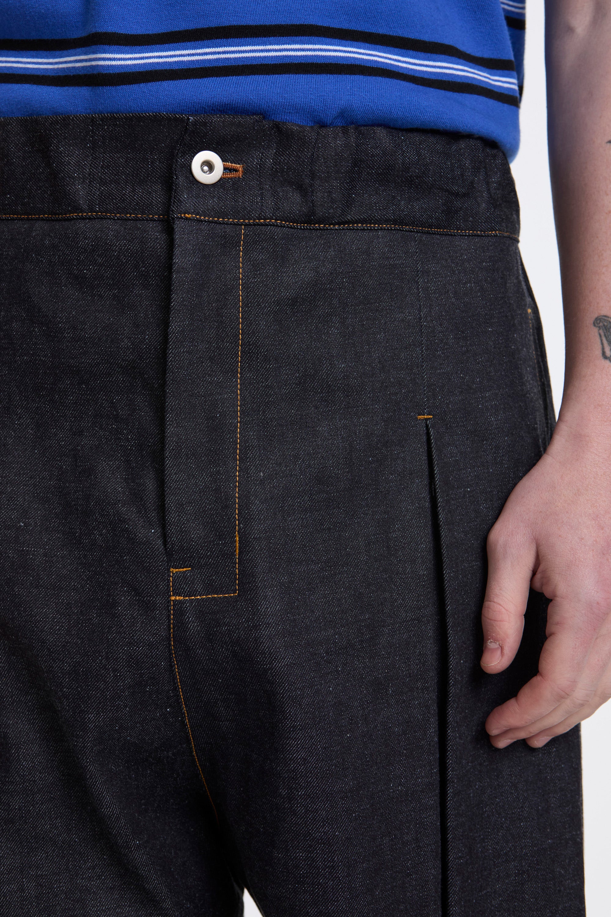 Sage Nation Box Pleat Trouser Raw Denim | HAVN
