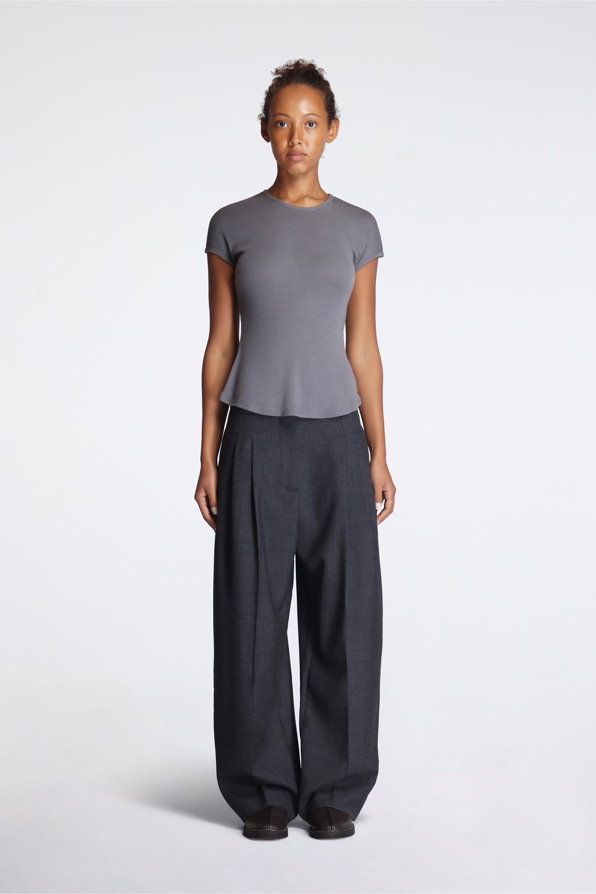 Drop Shoulder Tank Lead Grey Rib