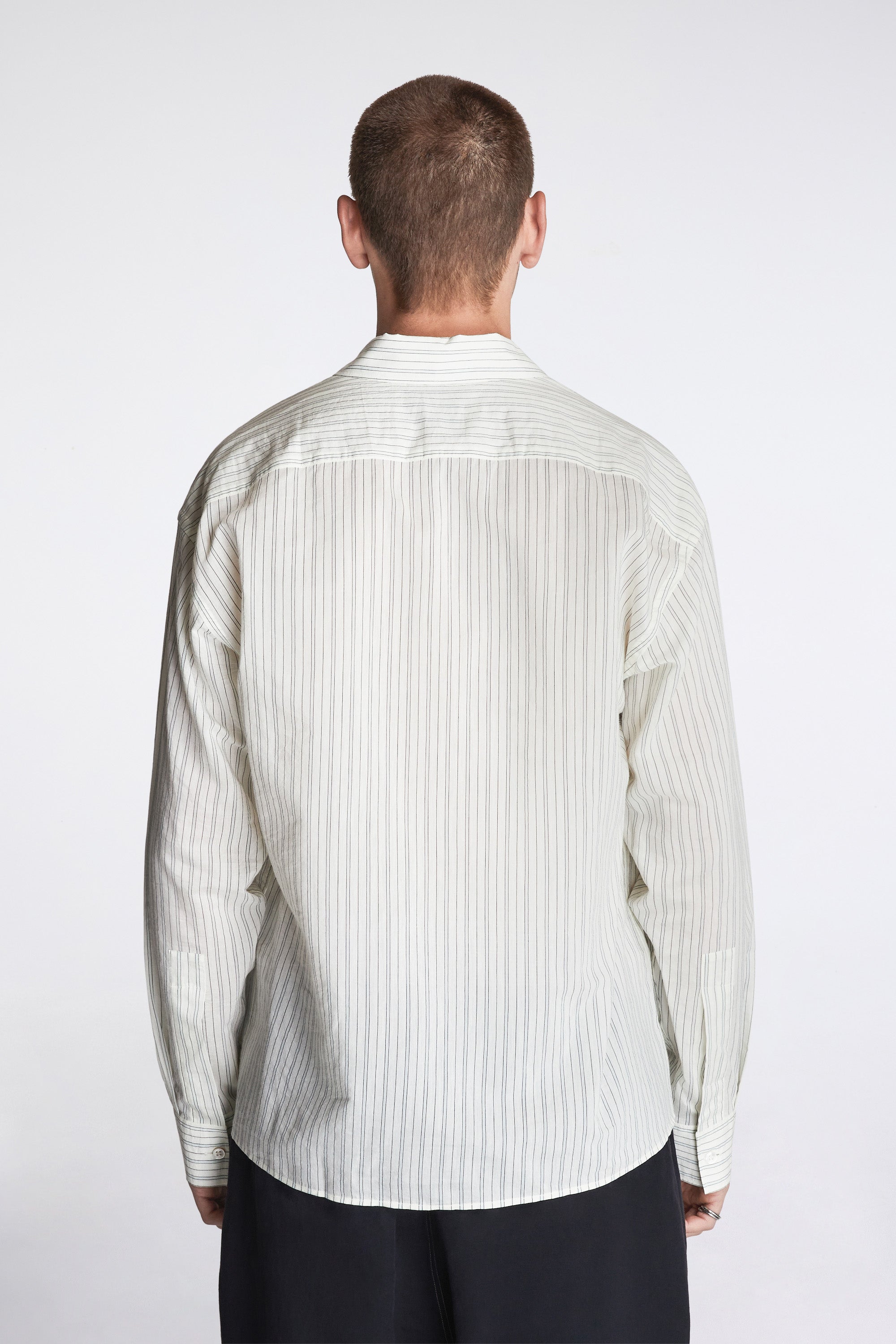 Hal Cotton Silk Stripe Shirt Parchment