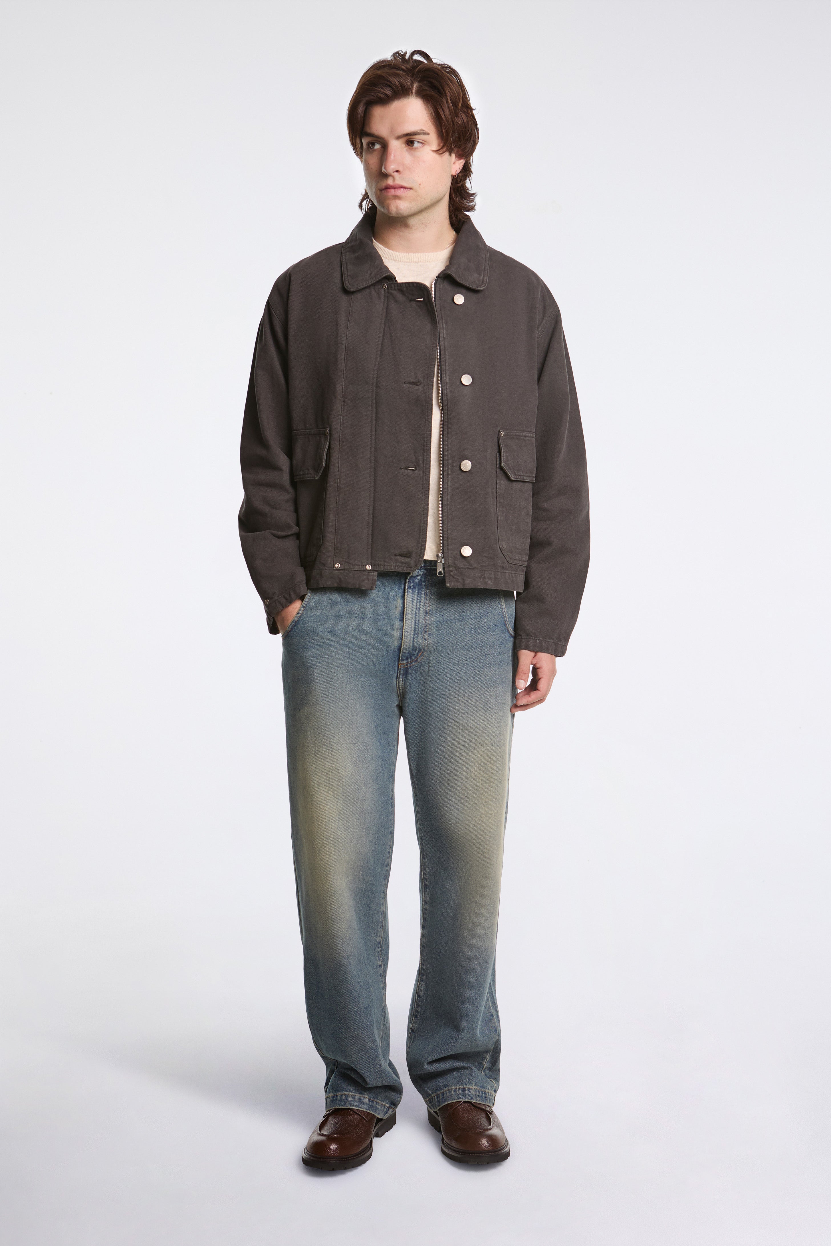 Courier Jacket Washed Grey Canvas