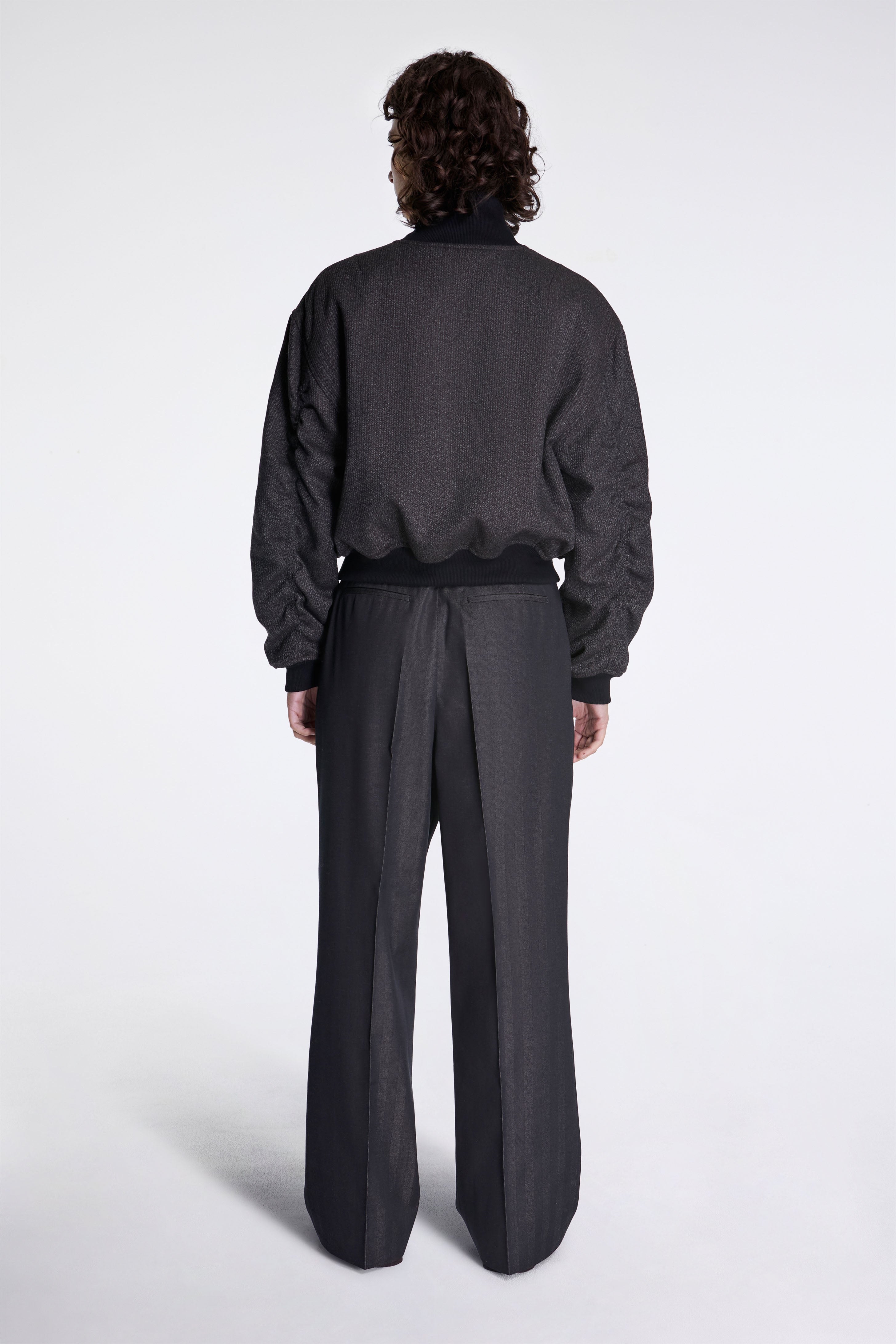 Blouson Jacket Brown Melange Stripe