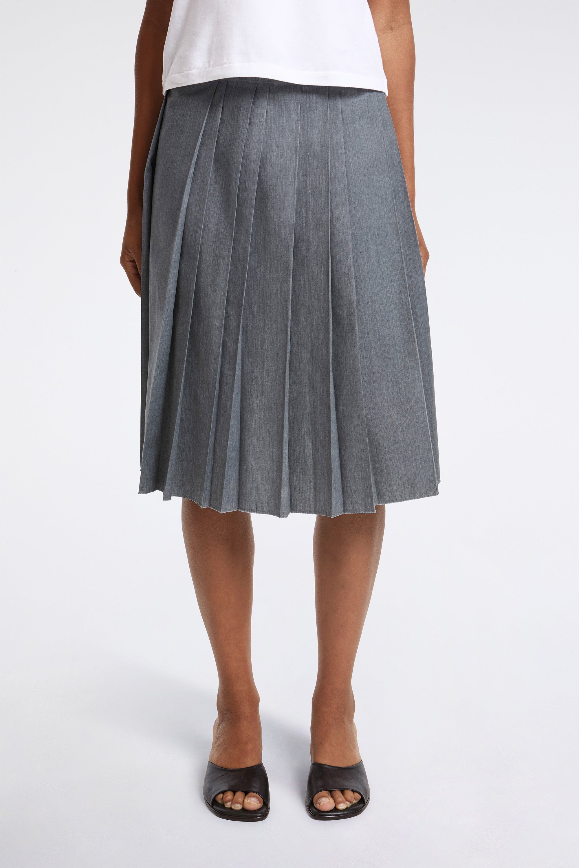 Pleats Skirt Grey Melange