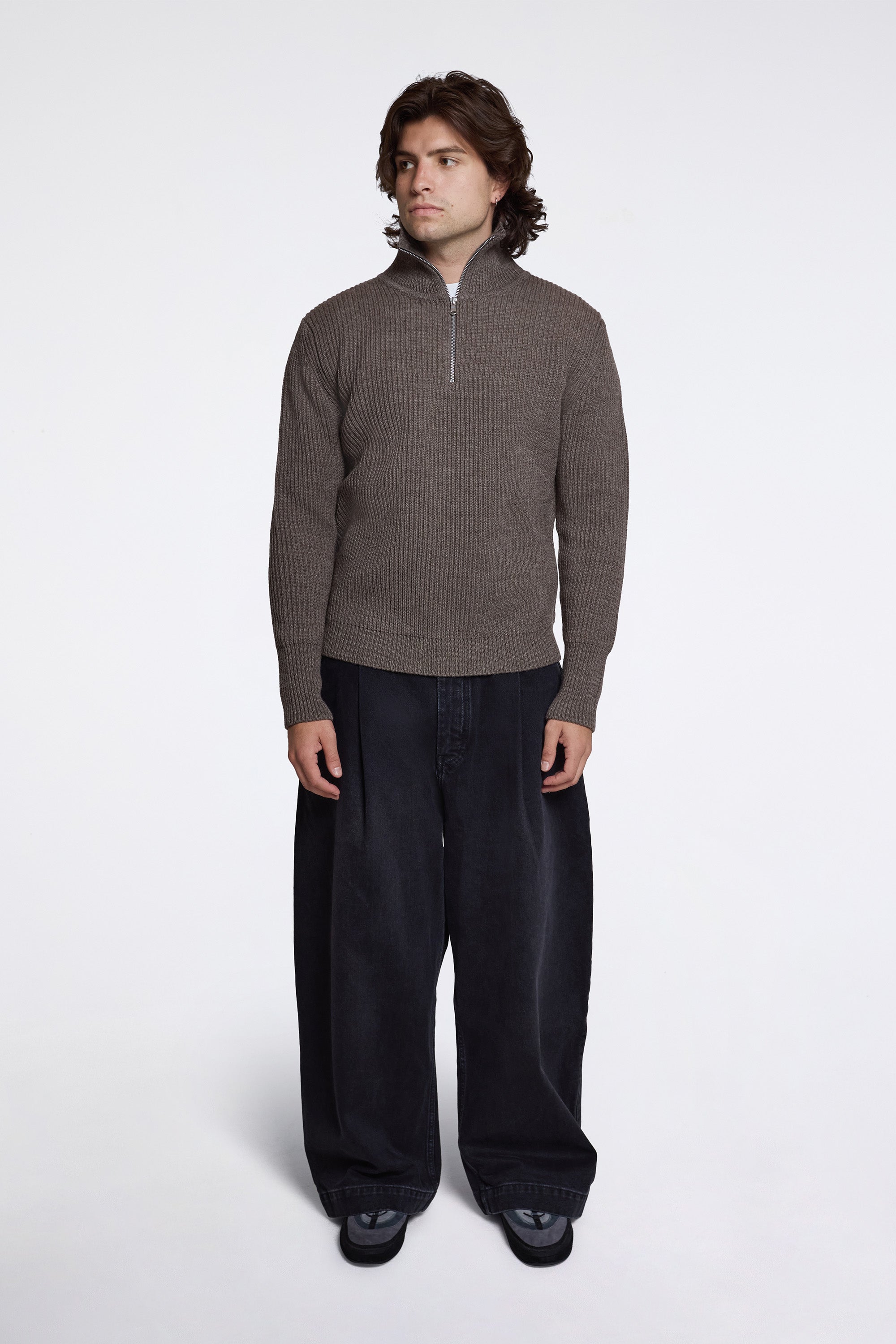 Navy Half-Zip Natural Taupe