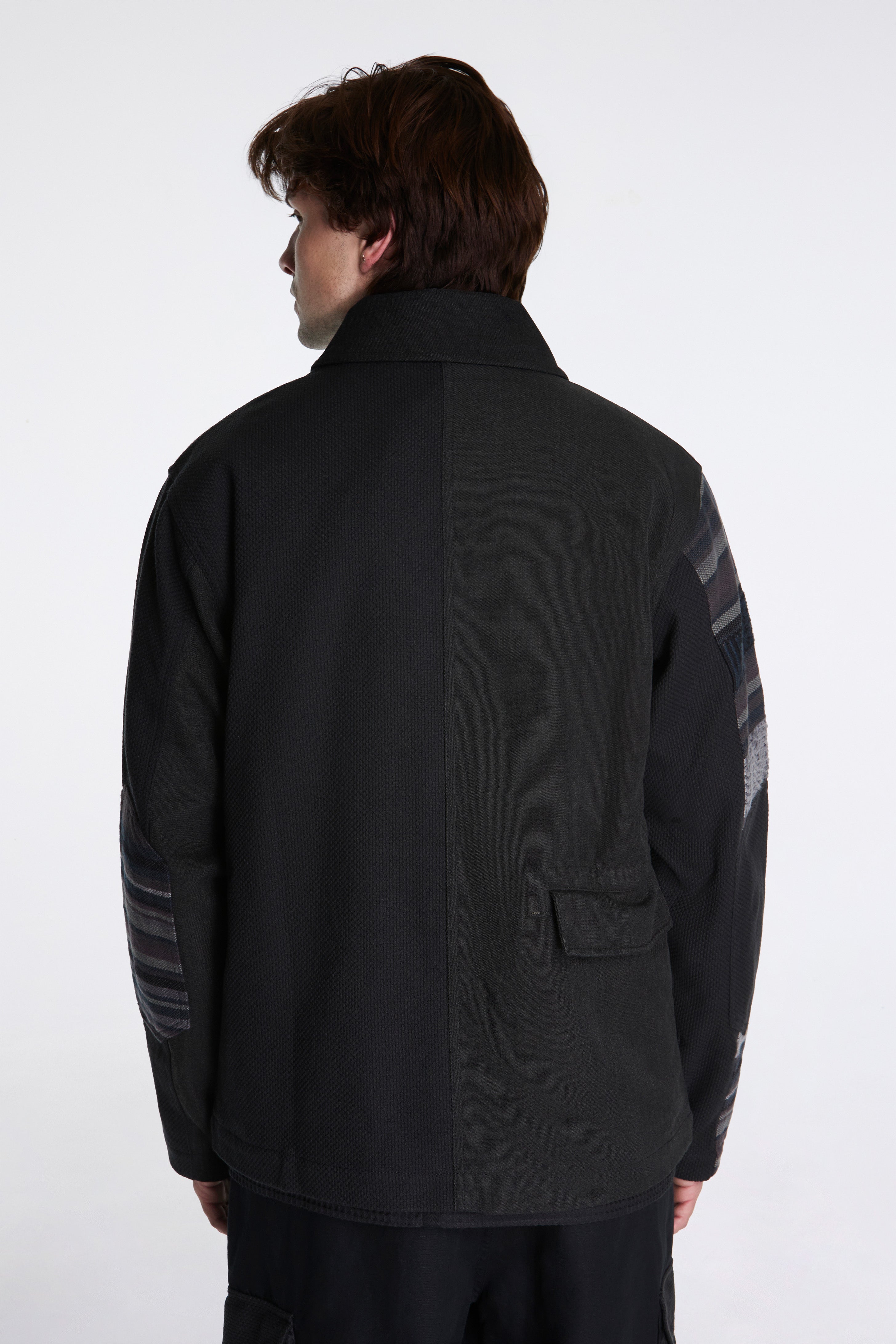 Upcycled Shawl Chore Jacket Black