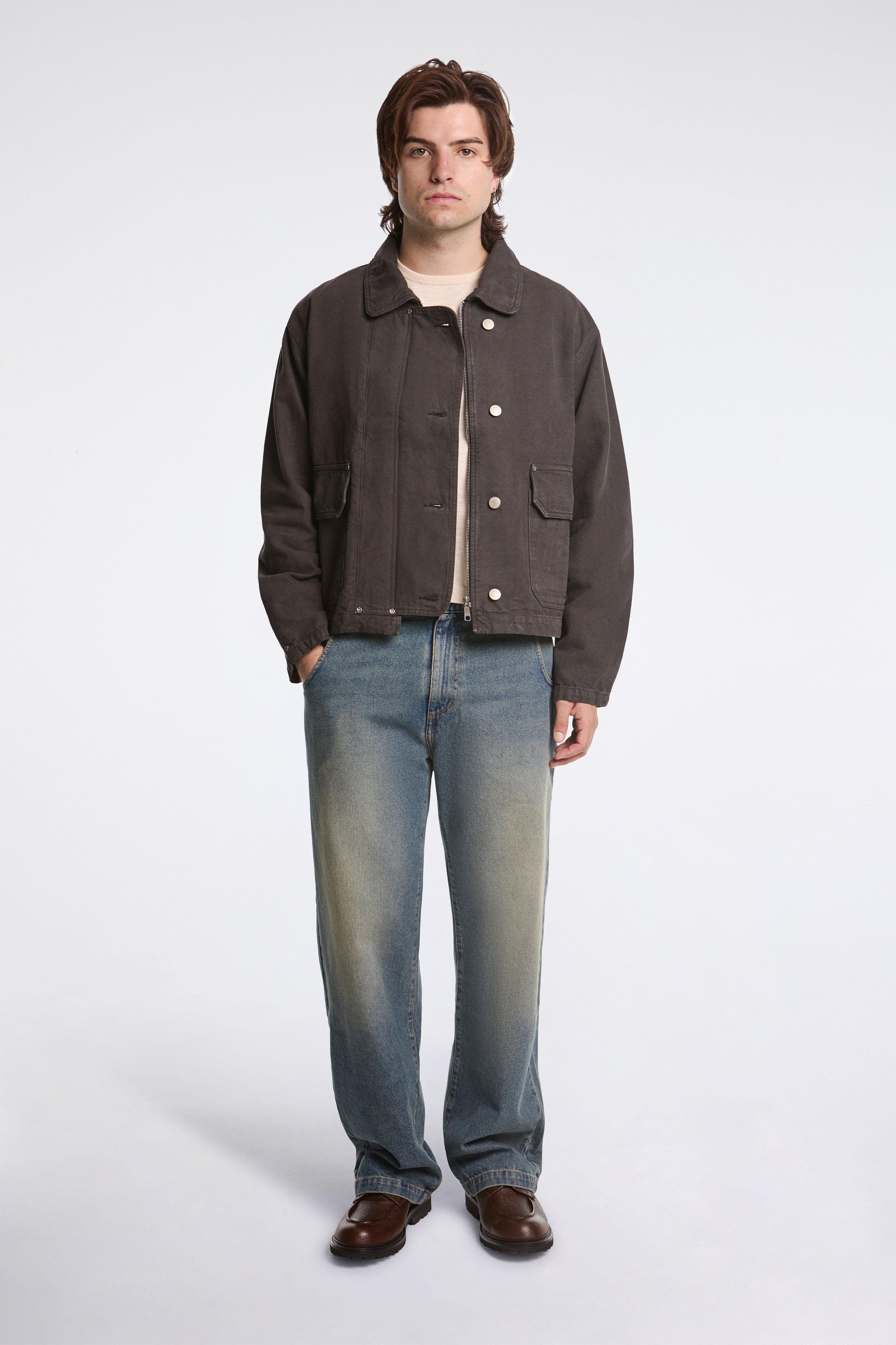 Courier Jacket Washed Grey Canvas