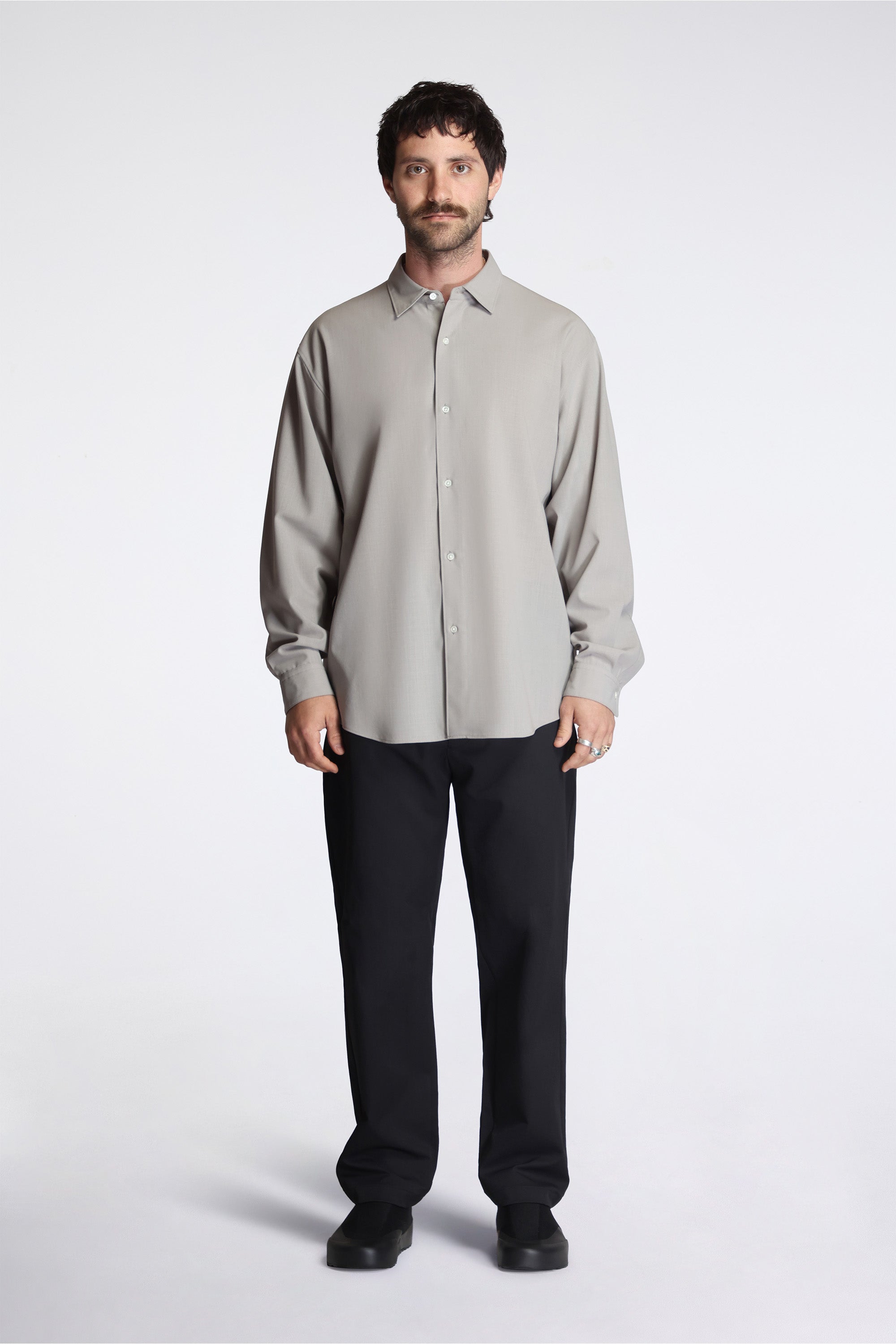 High Twisted Wool Relax Shirt Arid Beige