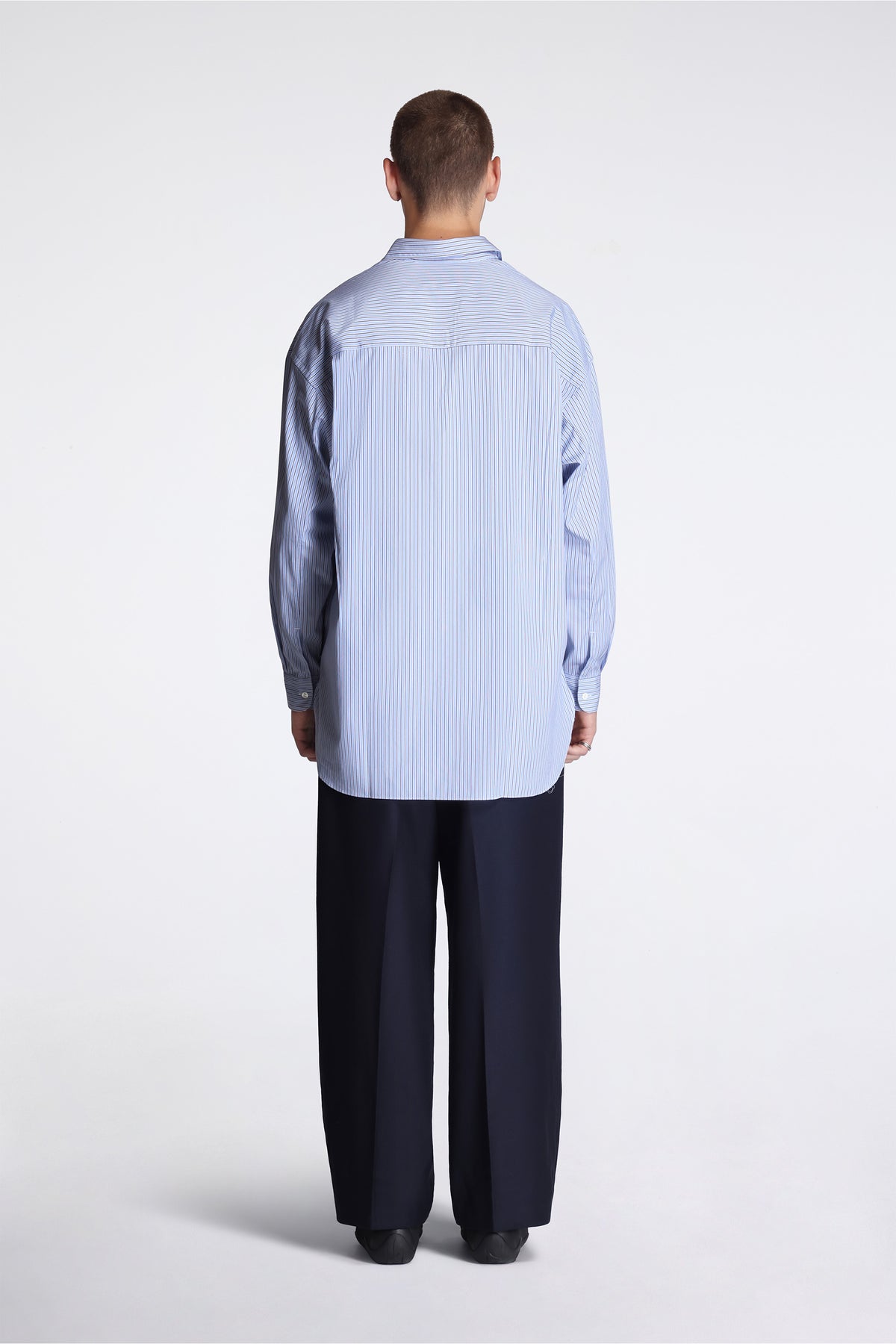 Pleated Wool Cinch Trousers Navy