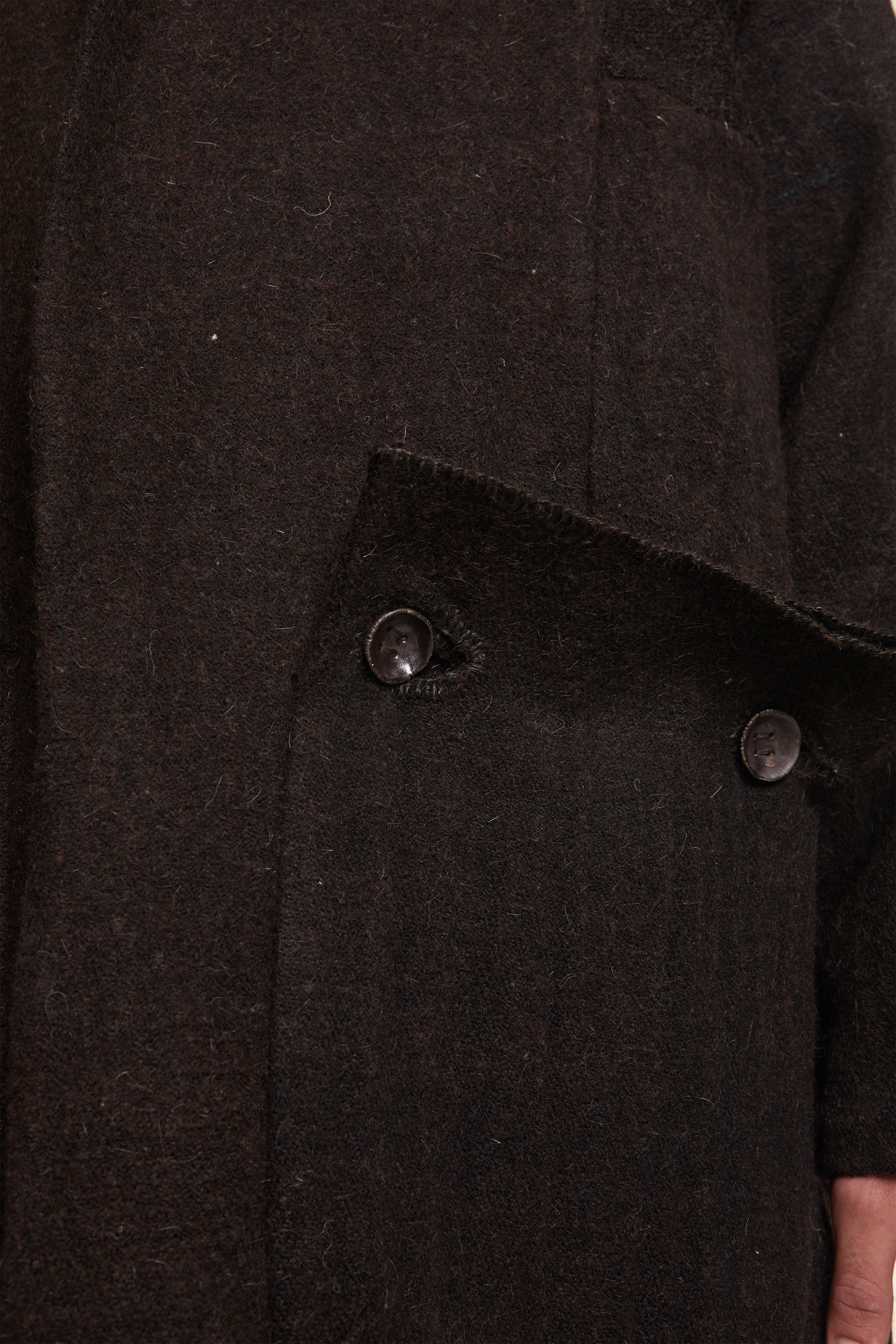 Farmer Coat Yak Wool Blend Black Brown