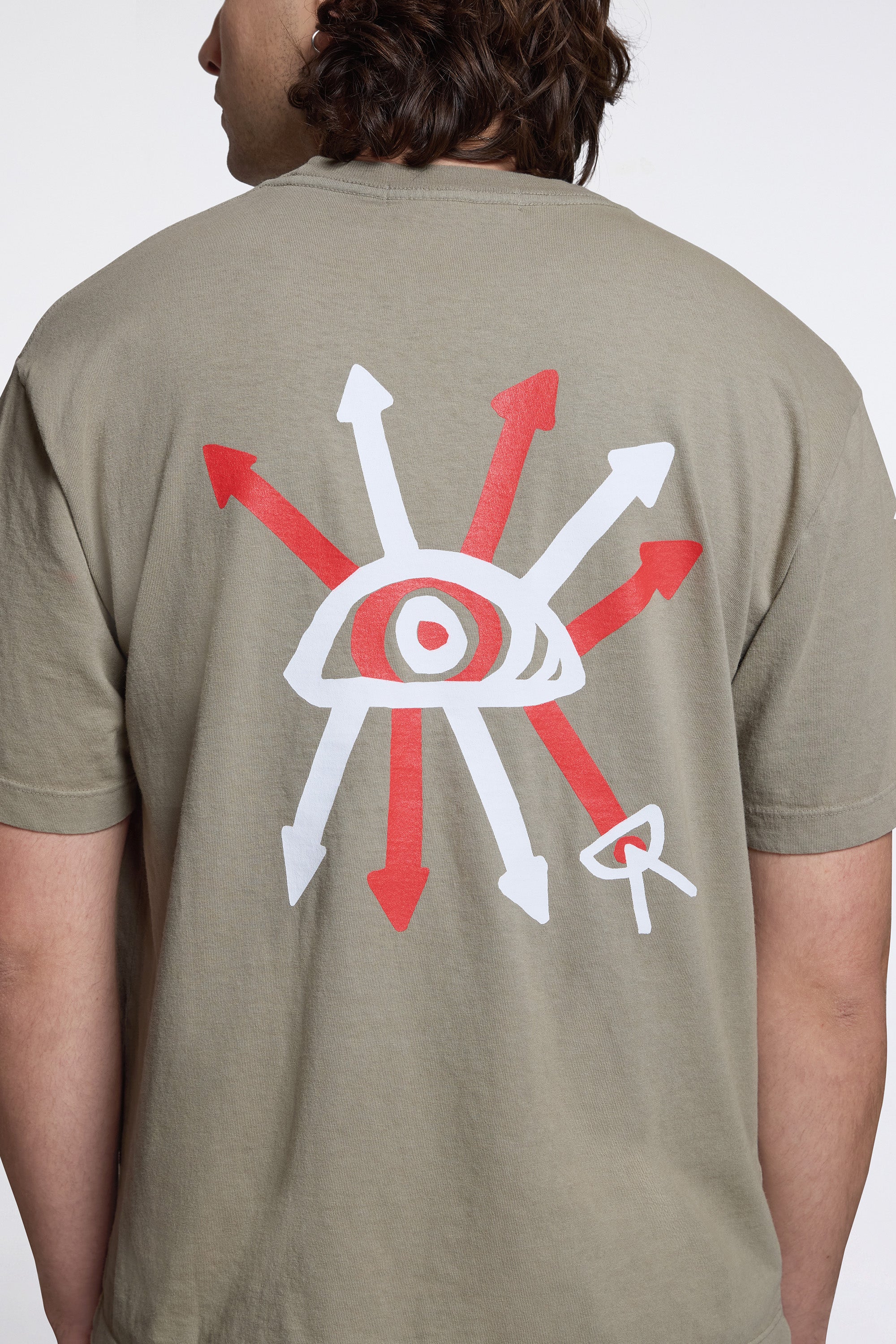 California Cotton Tee Arrow Eye Warm Grey