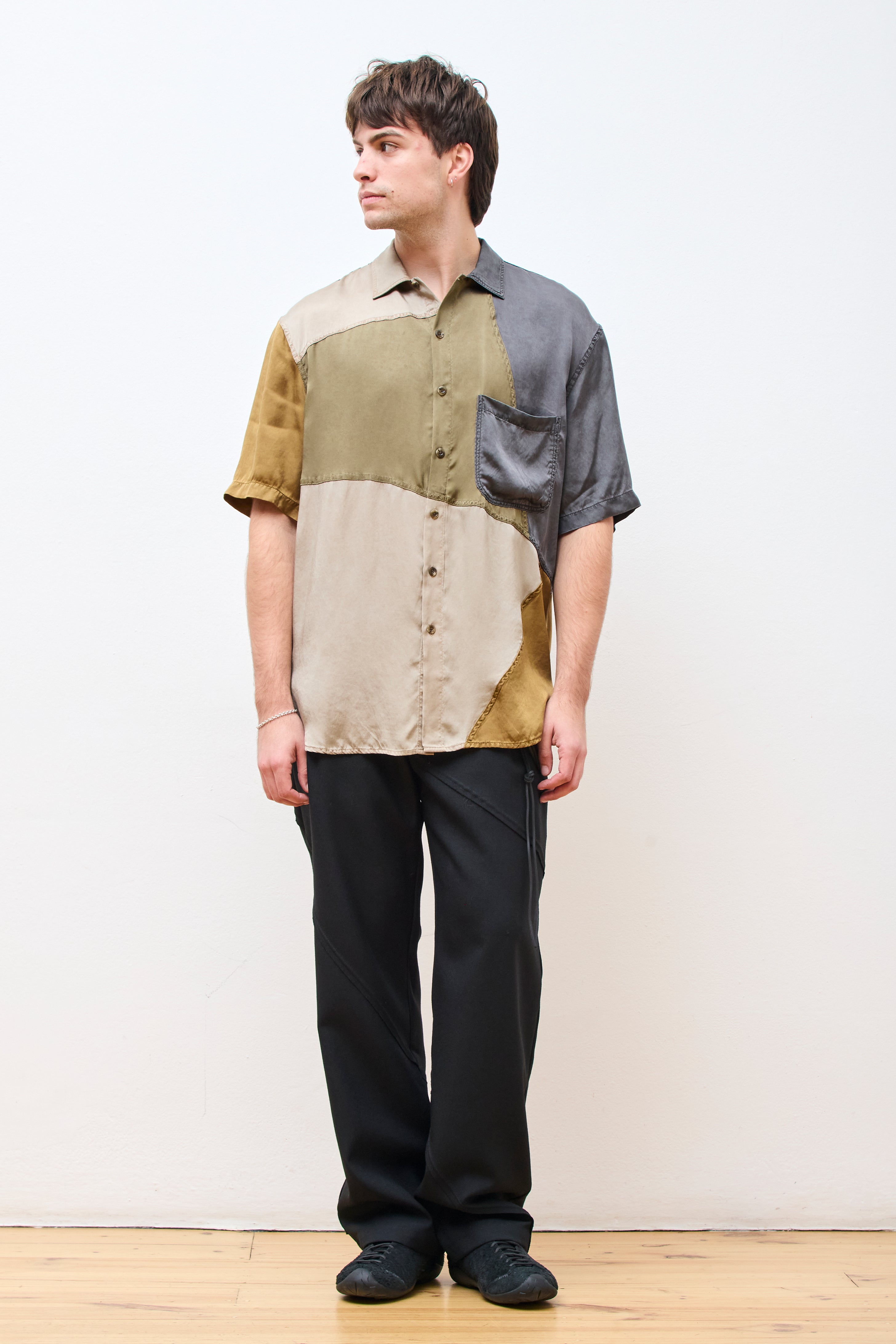 "Slash" Loose Pleated Pant Black