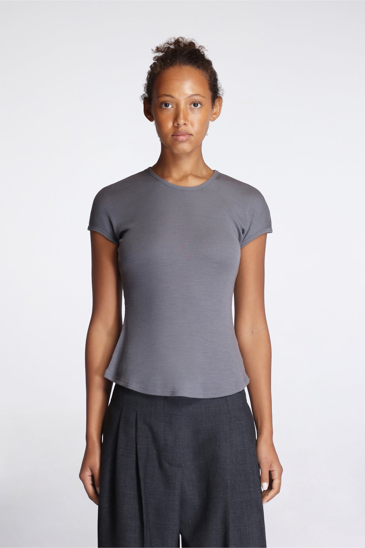 Drop Shoulder Tank Lead Grey Rib