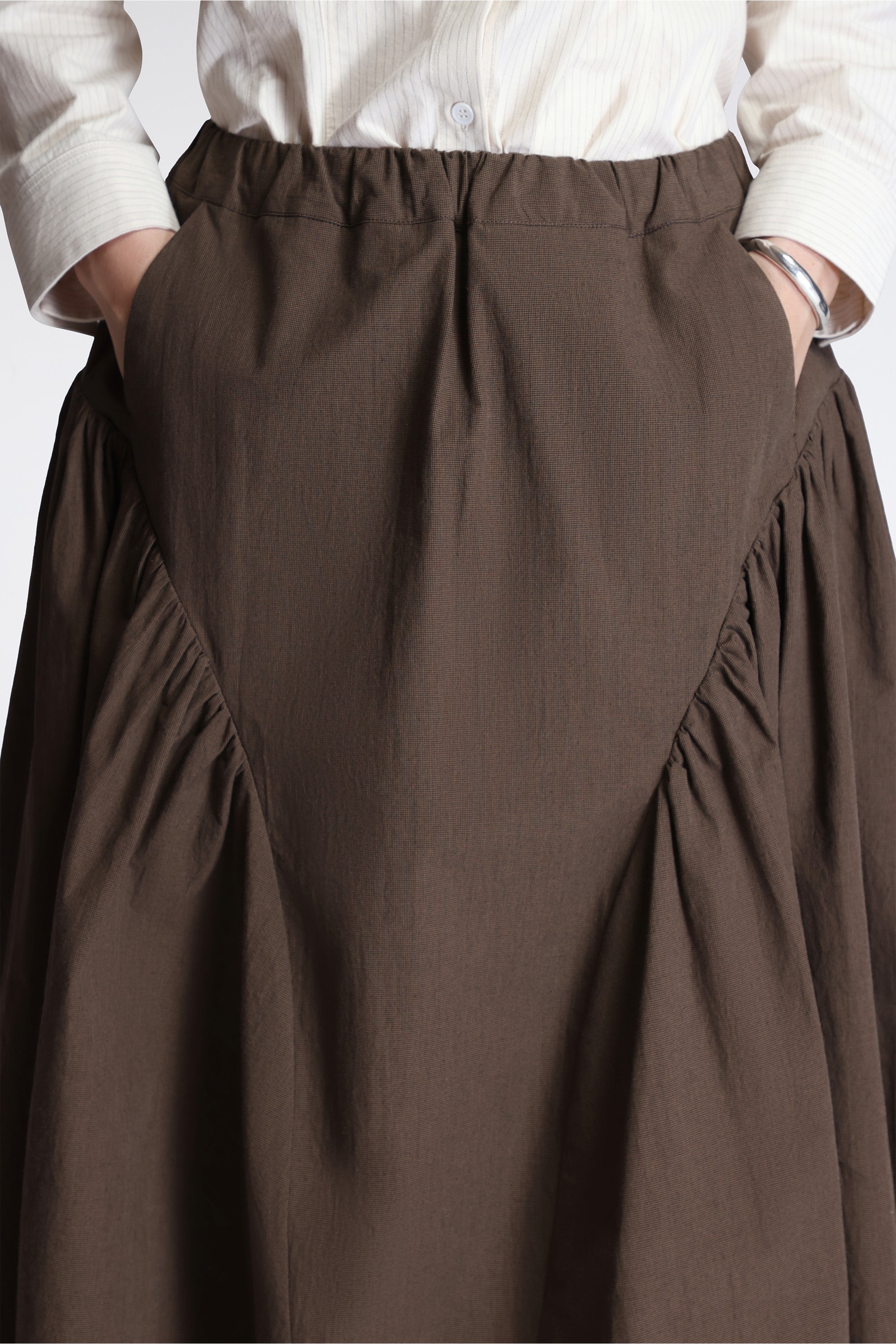 Easy Gathered Skirt Cotton Poplin Micro Houndstooth