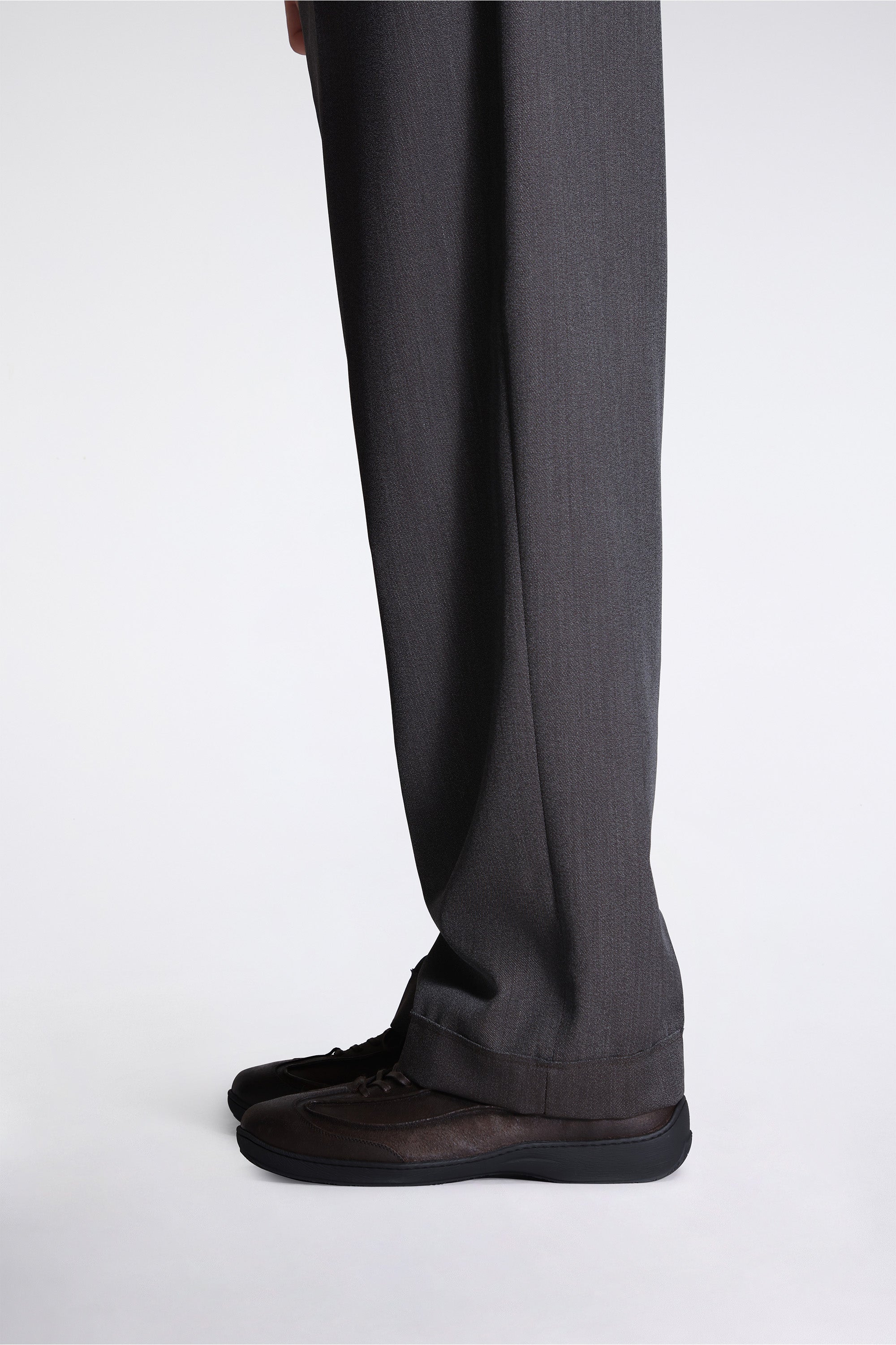 Patch Trousers Taupe Wool Twill