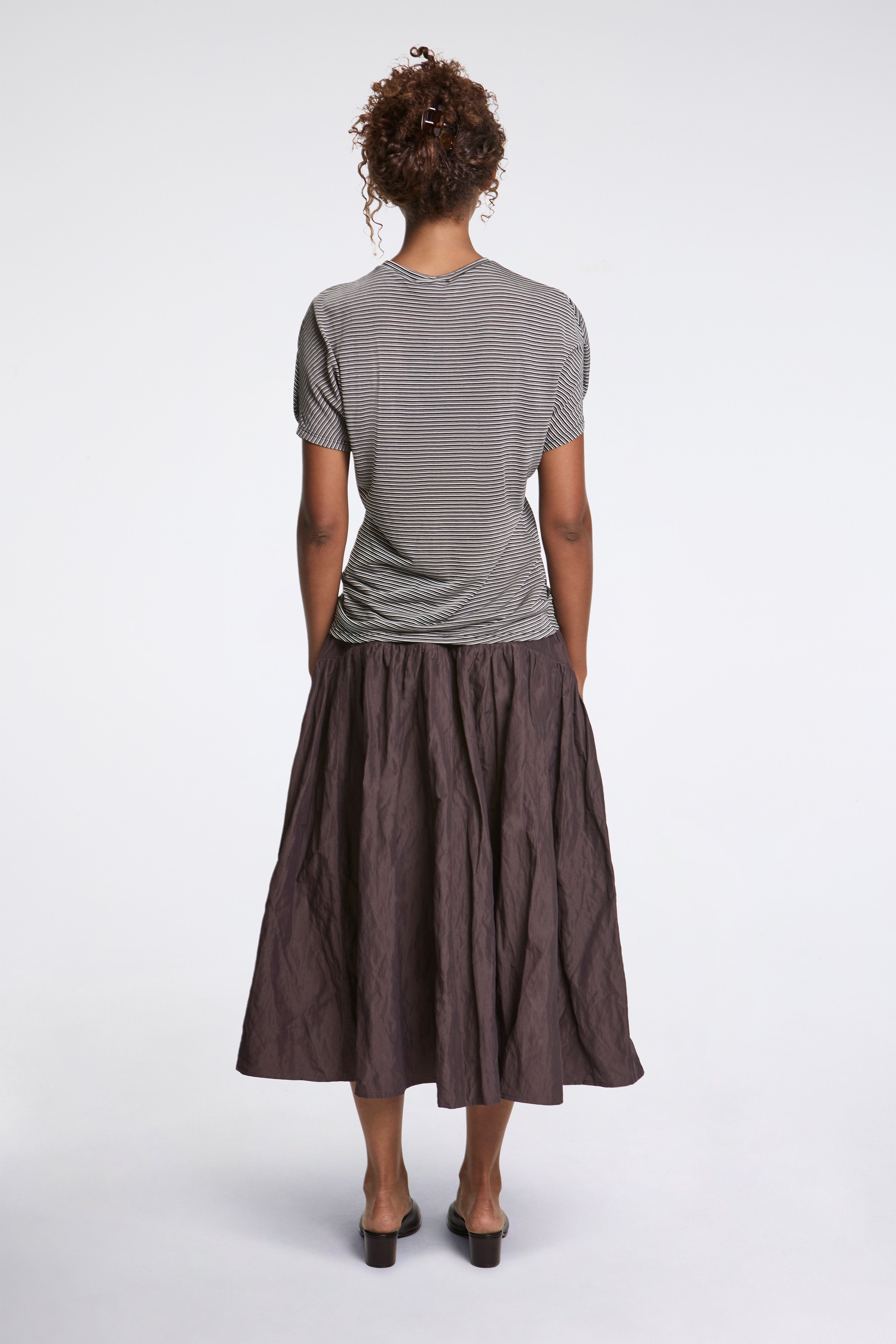 Pleated Shoulder Jersey Black Stripe