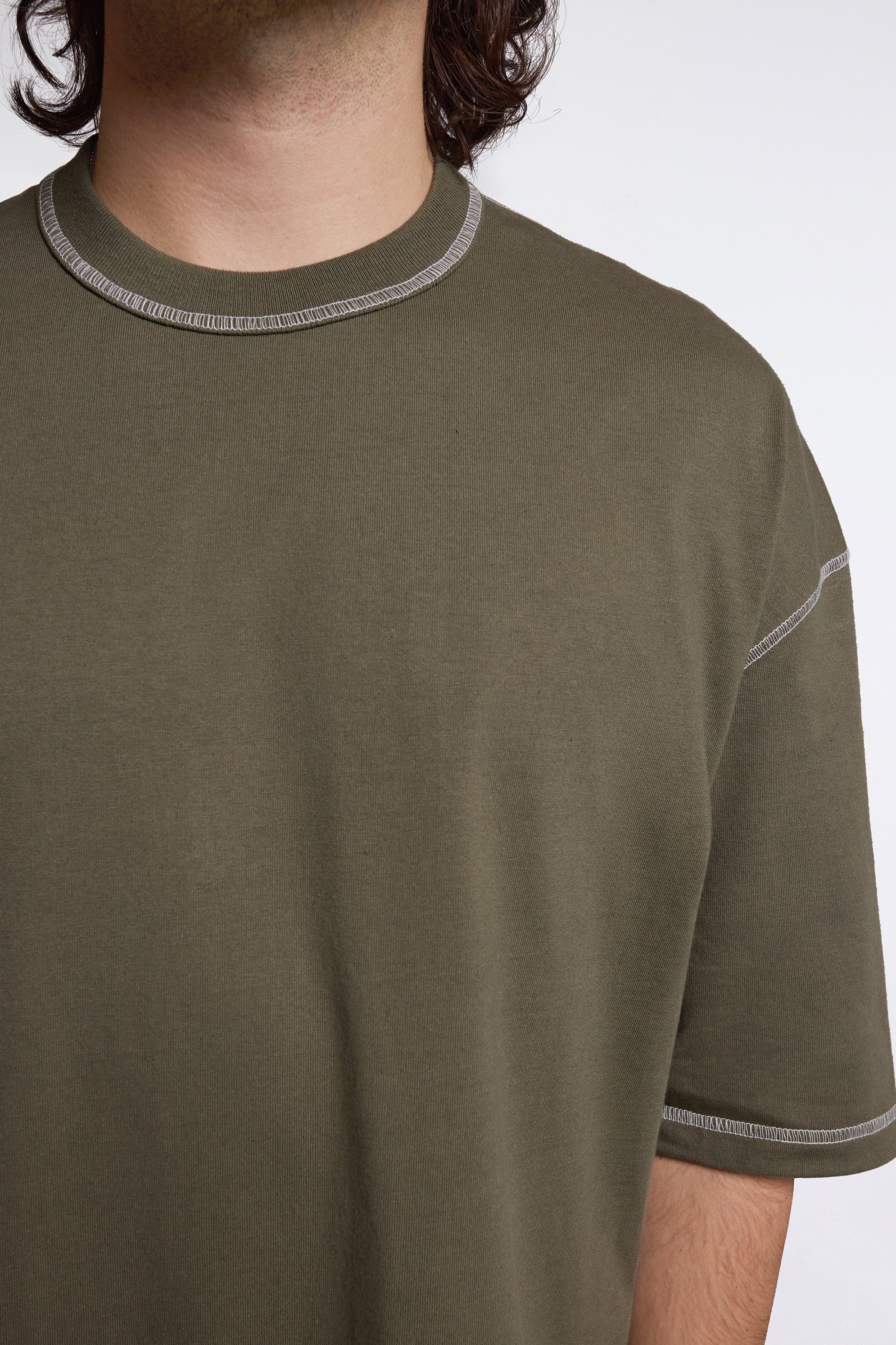 Contrast Stitch T-Shirt Khaki