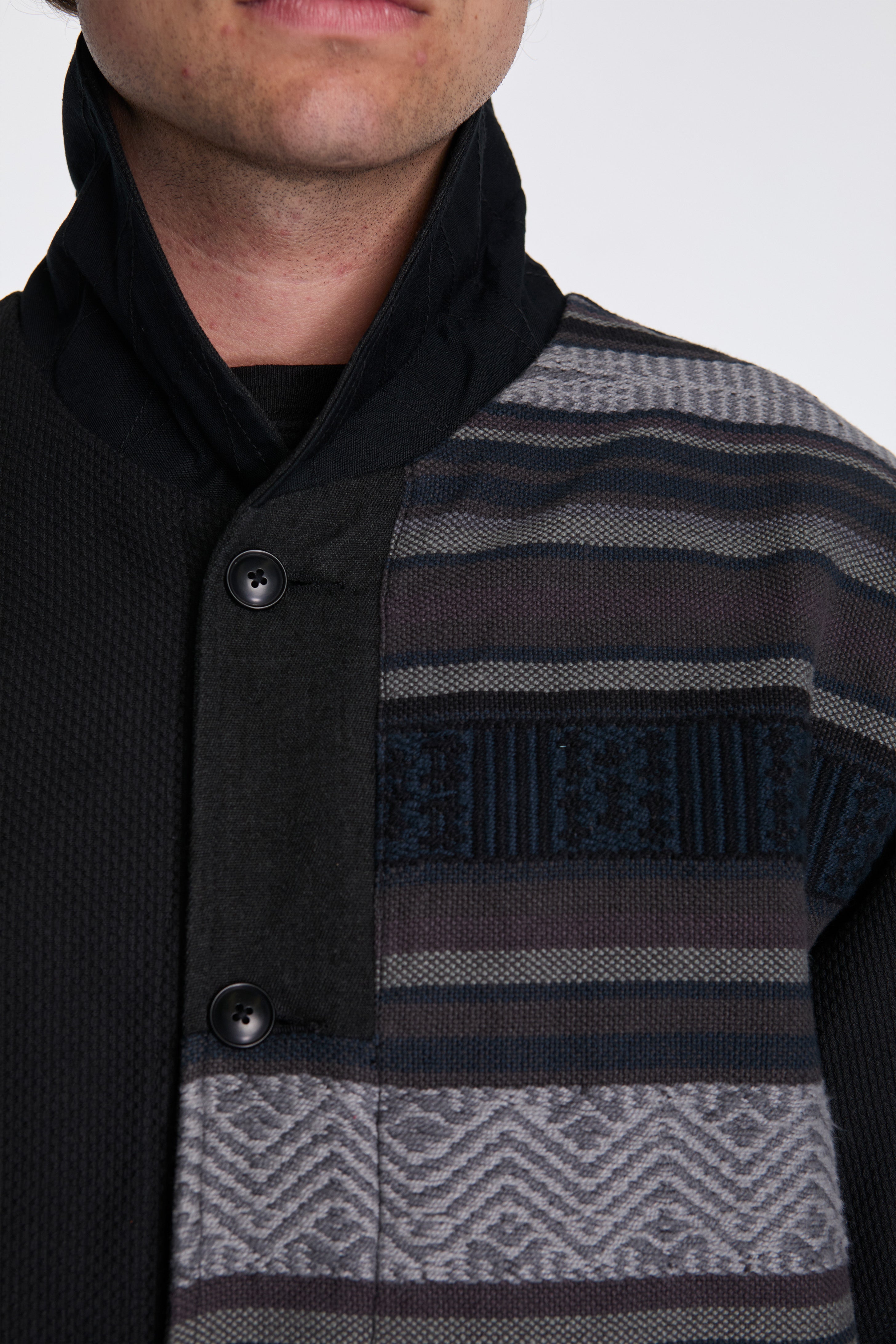 Upcycled Shawl Chore Jacket Black