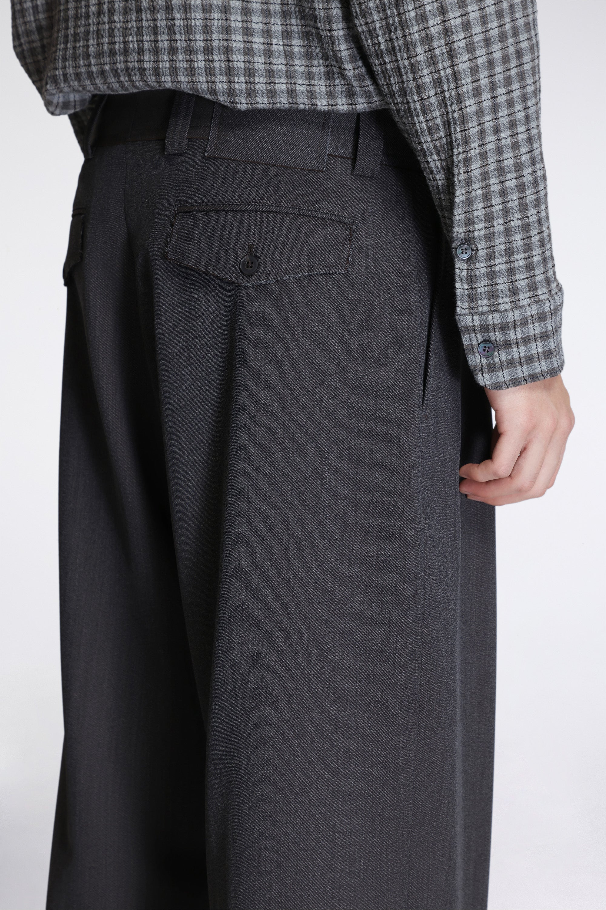 Patch Trousers Taupe Wool Twill