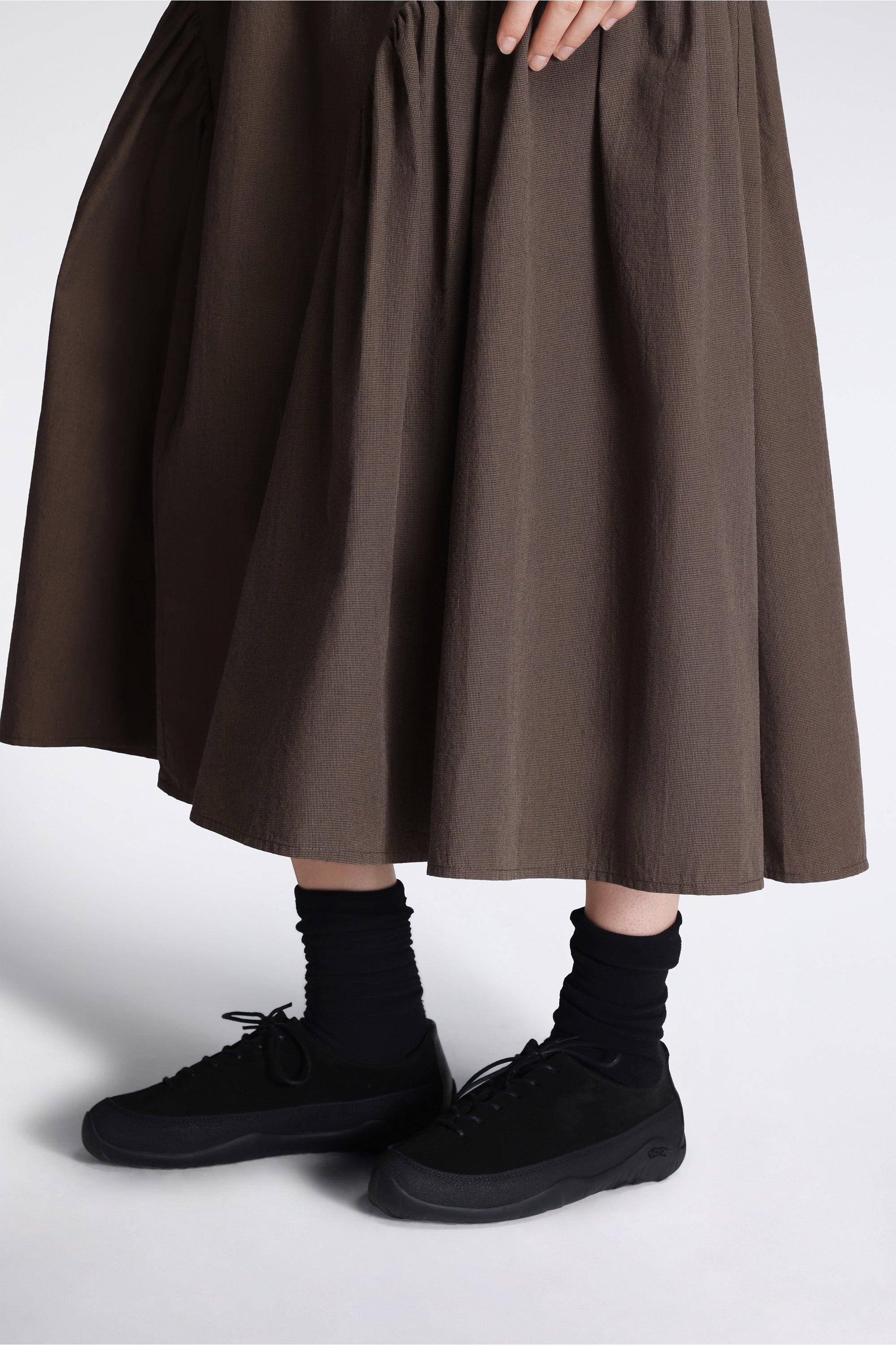 Easy Gathered Skirt Cotton Poplin Micro Houndstooth