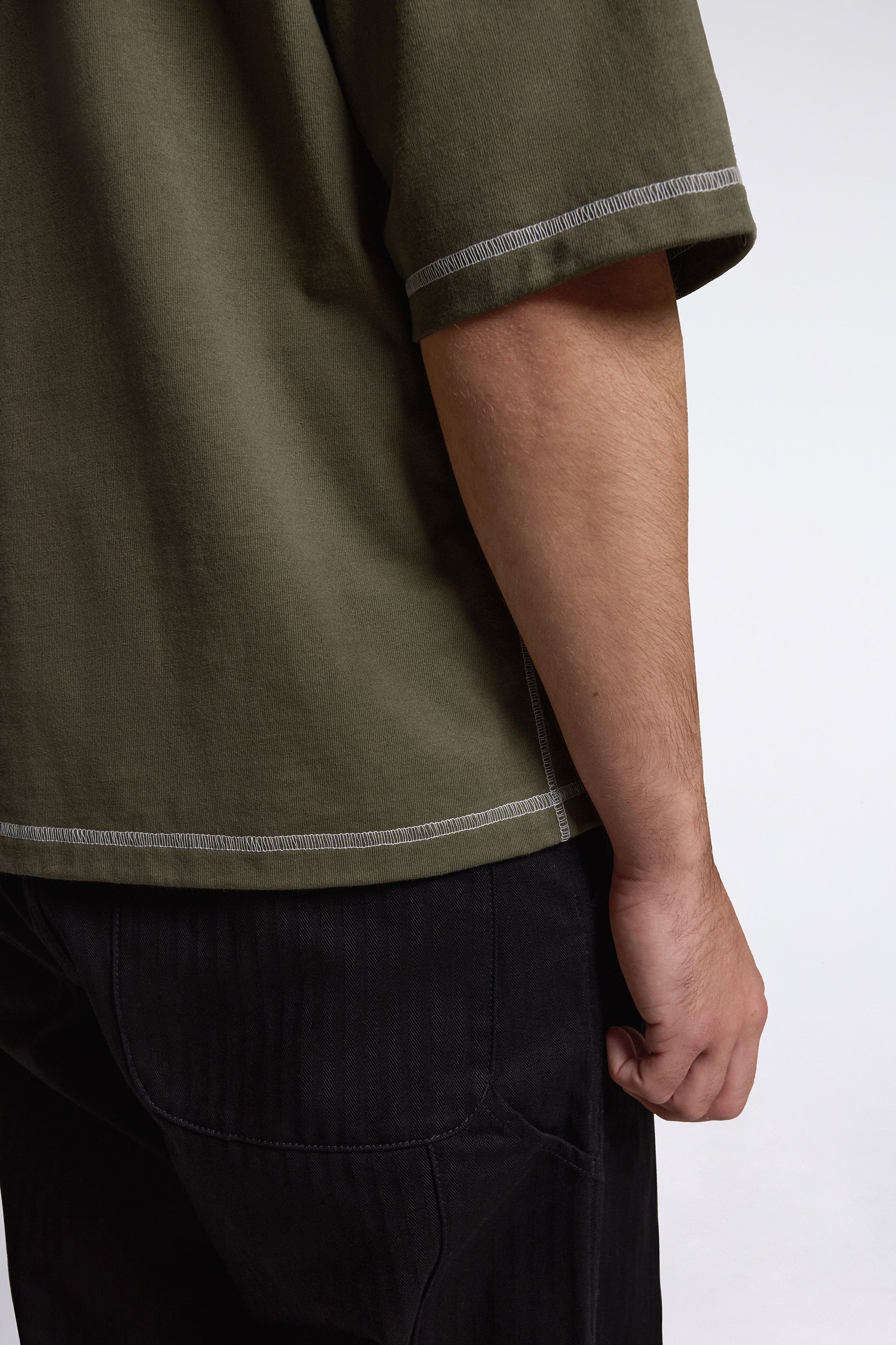 Contrast Stitch T-Shirt Khaki