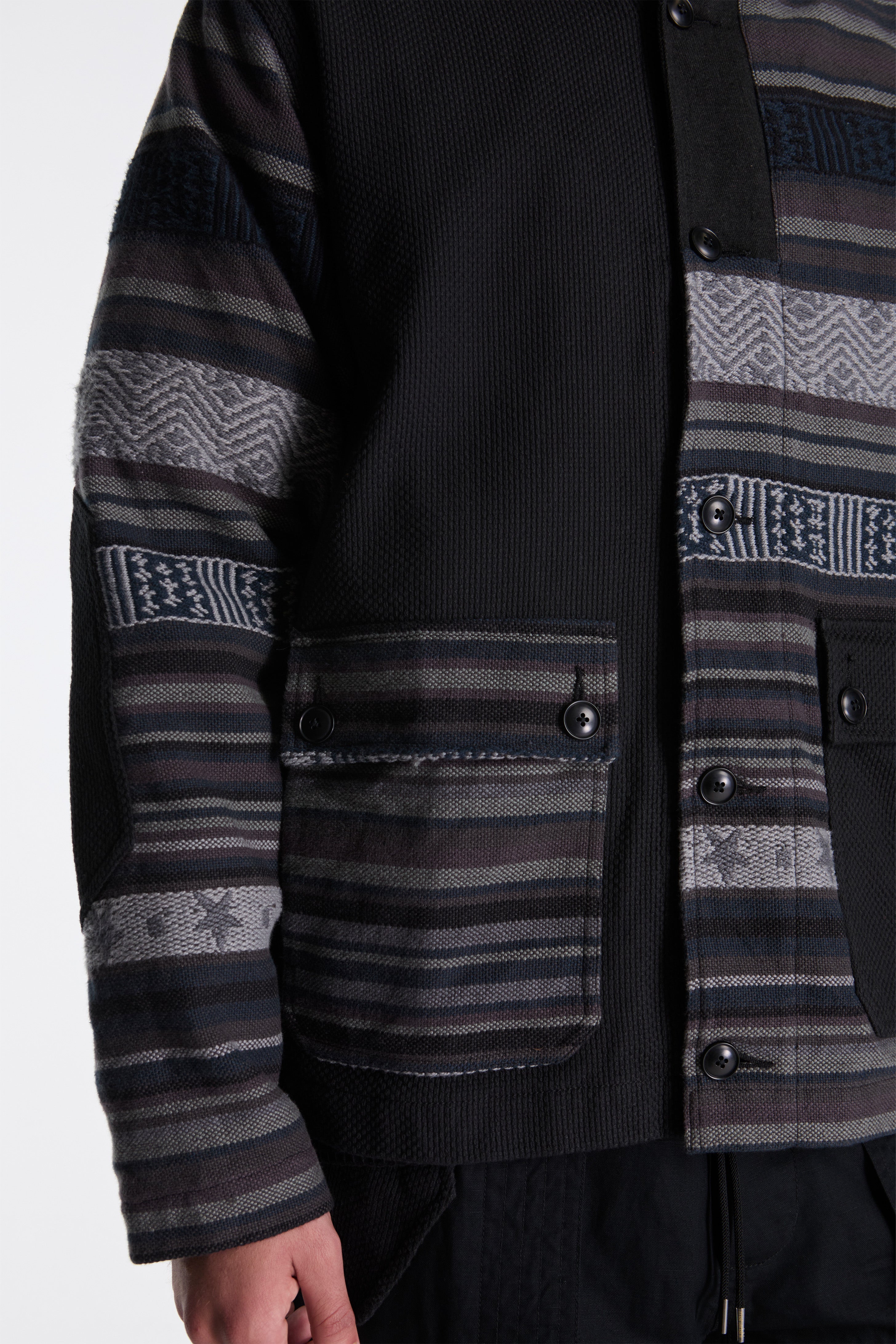 Upcycled Shawl Chore Jacket Black