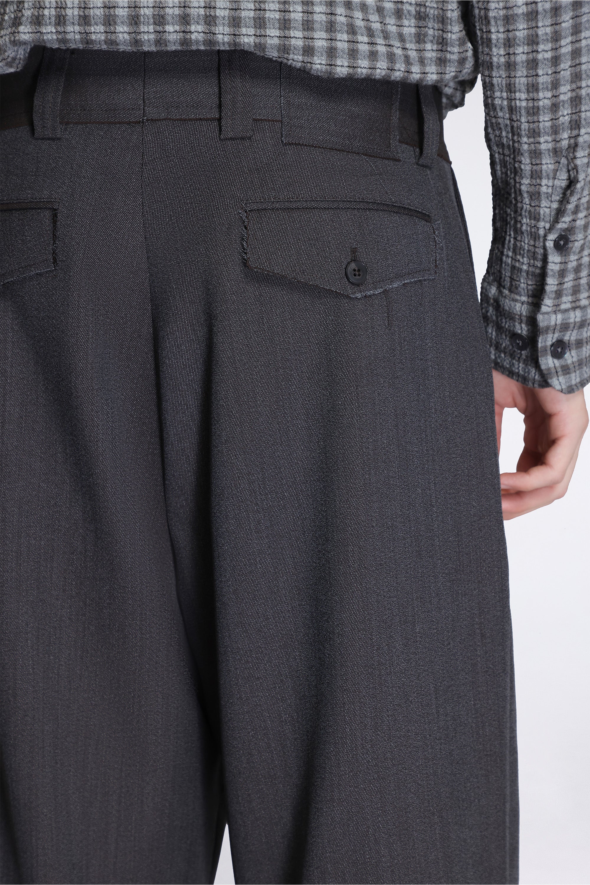 Patch Trousers Taupe Wool Twill