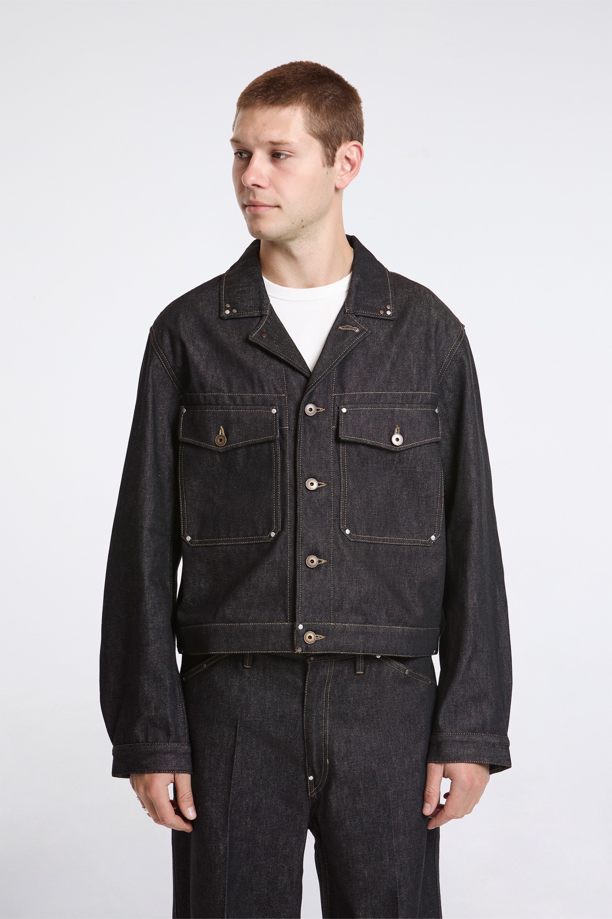 Trucker Jacket With Studs Slate