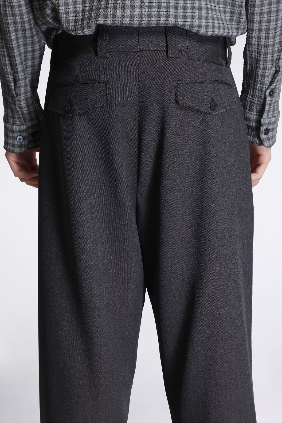 Patch Trousers Taupe Wool Twill