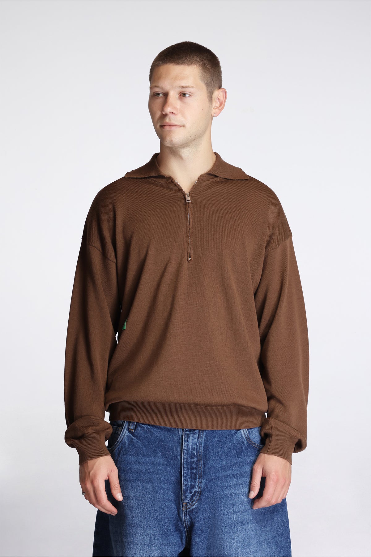 Merino Wool Quarter Zip Sweater Espresso