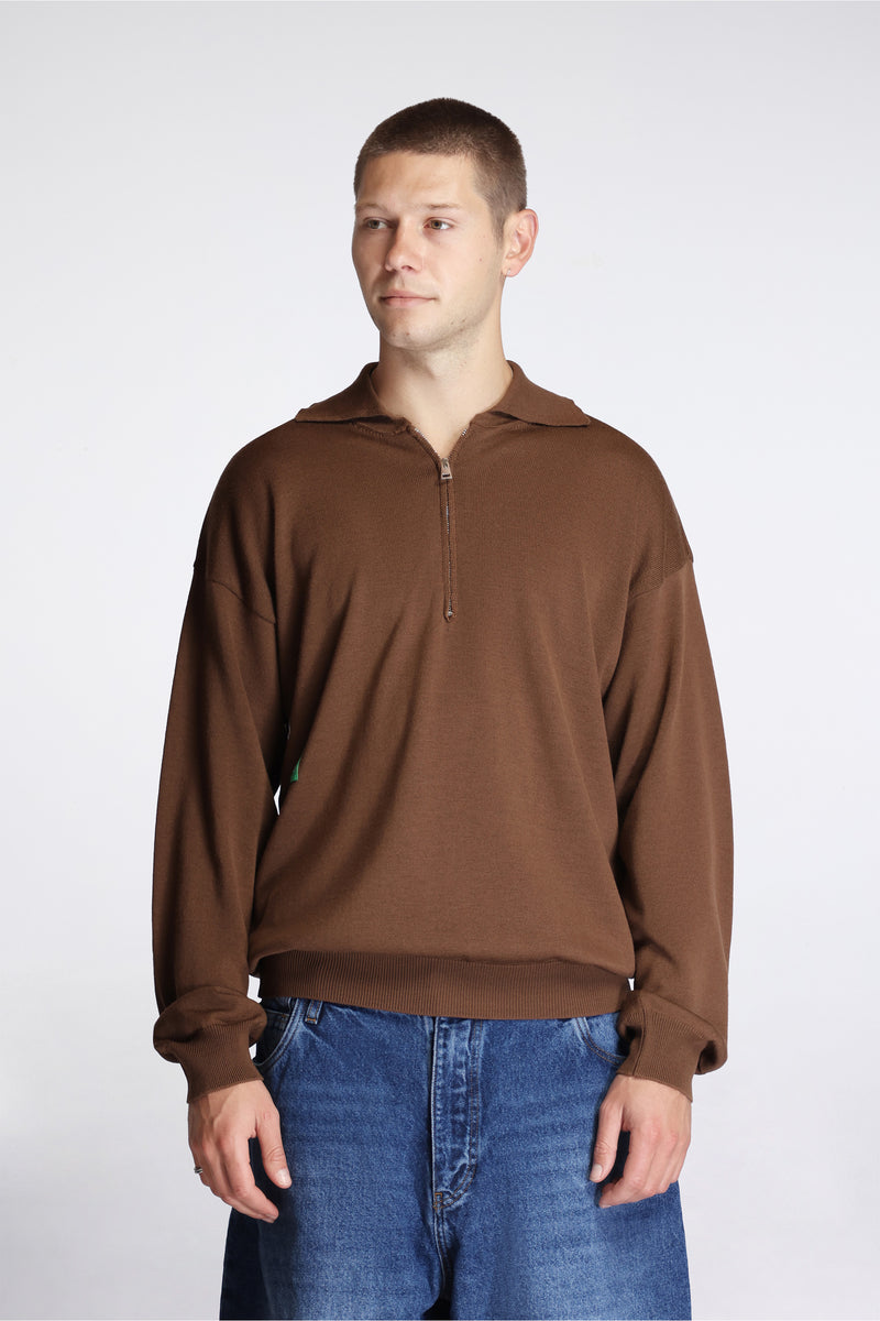 Merino Wool Quarter Zip Sweater Espresso