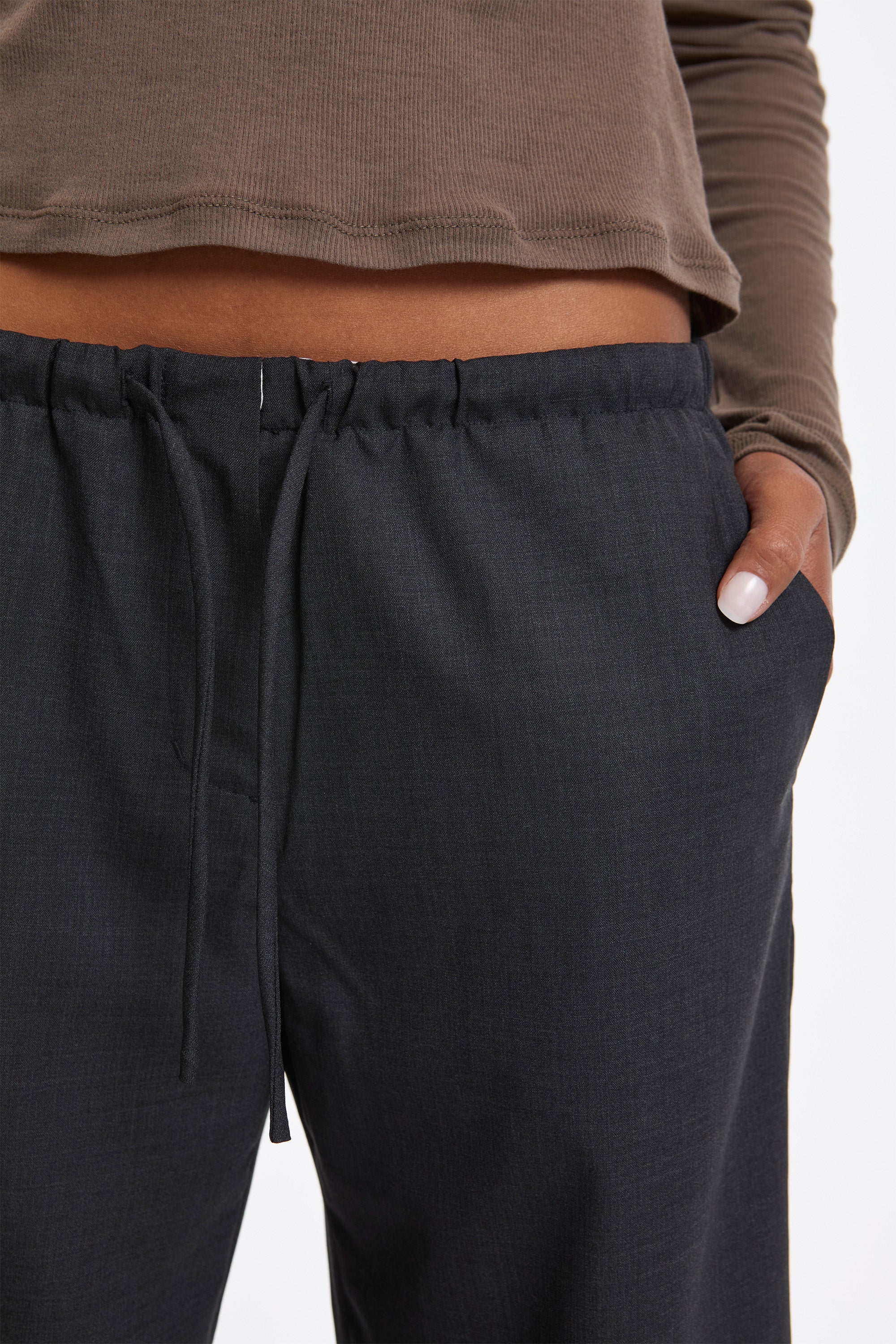 Wool Banding Pants Charcoal