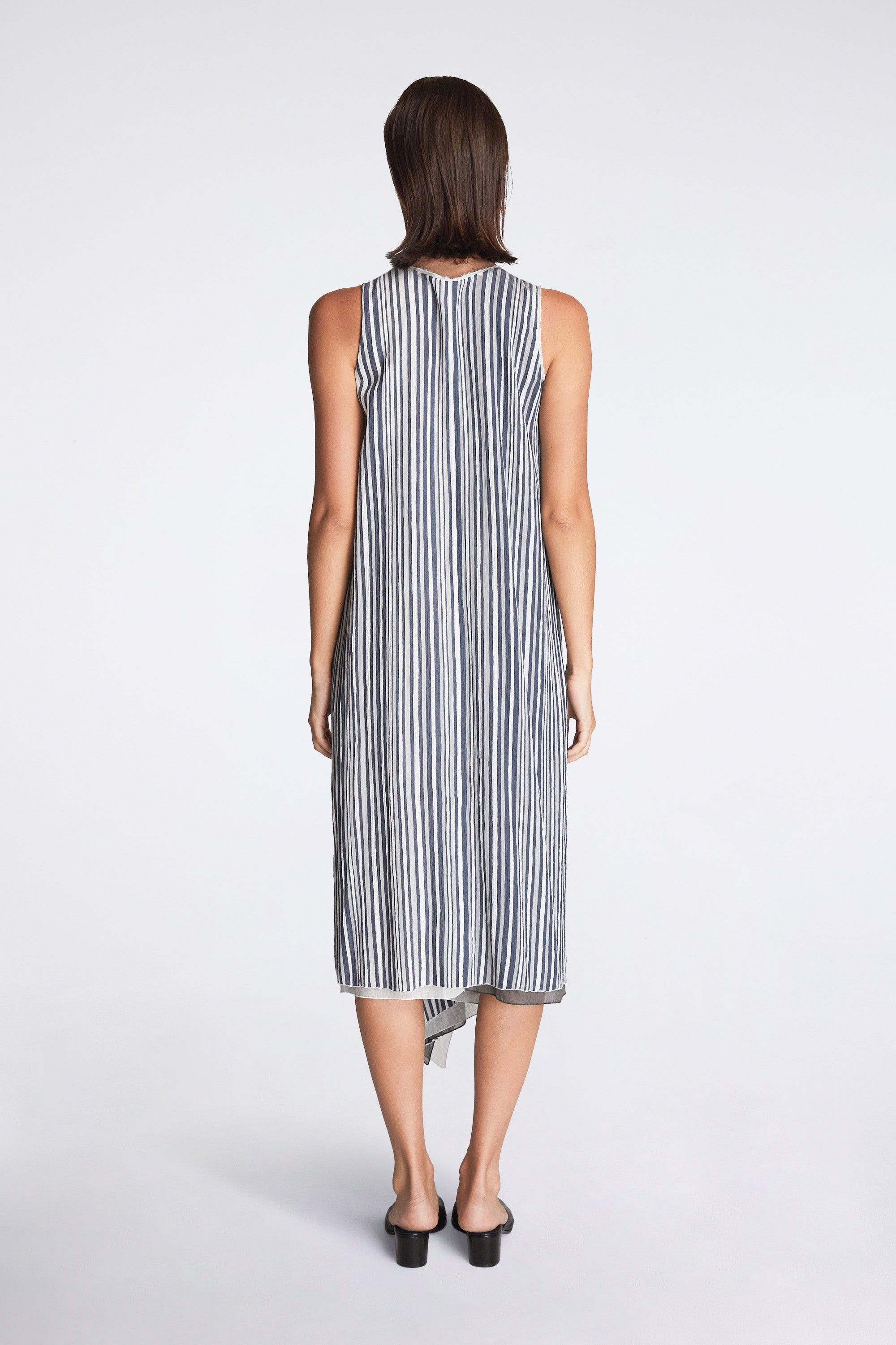 Fringed Temple Dress Cloud Stripe Navy